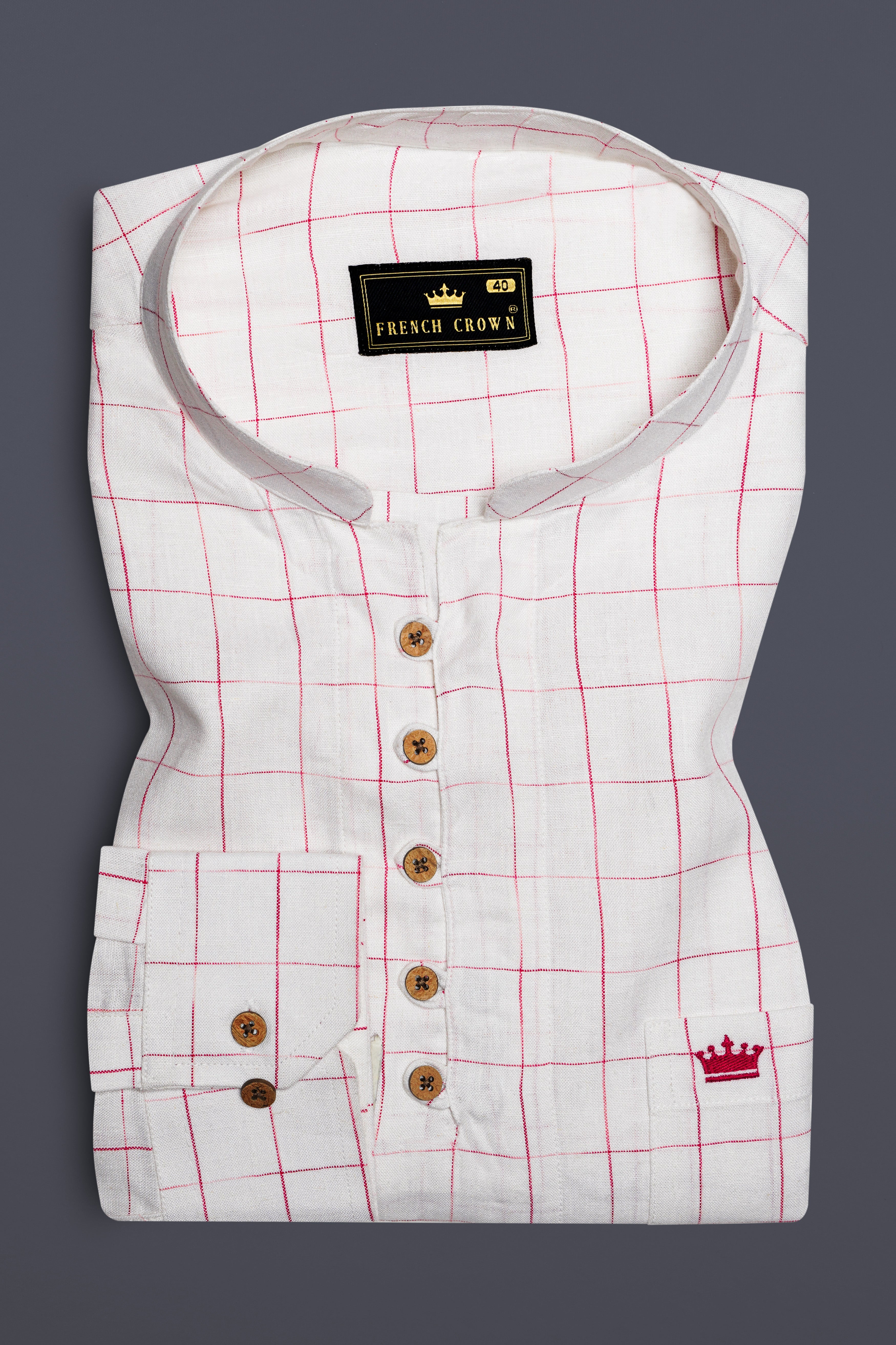Crimson Haze-Off White And Shiraz Red Windowpane Premium Luxuries Linen Kurta Shirt 13262-KS-38, 13262-KS-H-38, 13262-KS-39, 13262-KS-H-39, 13262-KS-40, 13262-KS-H-40, 13262-KS-42, 13262-KS-H-42, 13262-KS-44, 13262-KS-H-44, 13262-KS-46, 13262-KS-H-46, 13262-KS-48, 13262-KS-H-48, 13262-KS-50, 13262-KS-H-50, 13262-KS-52, 13262-KS-H-52