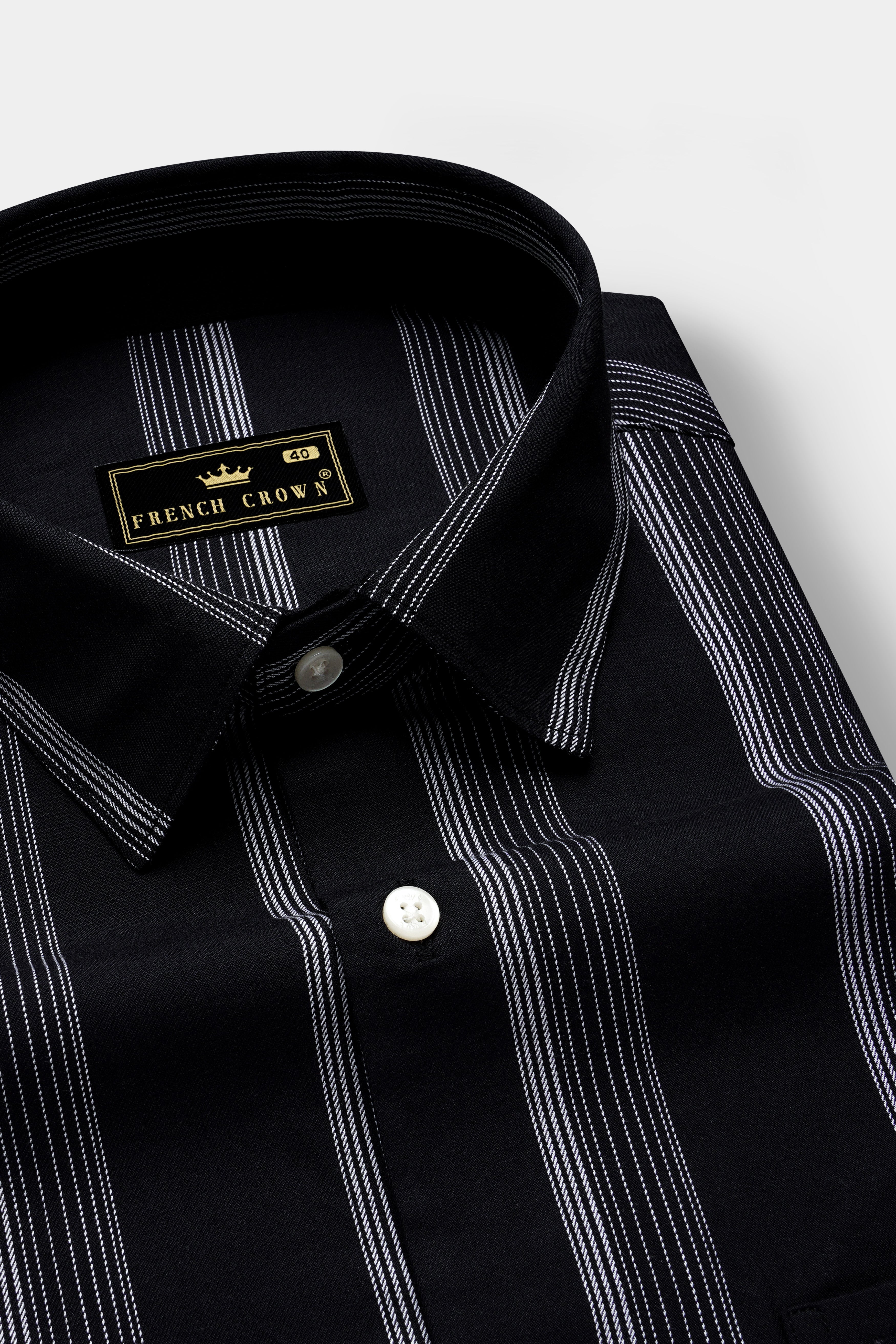 Onyx-Jade Black Striped Oxford Premium Cotton Shirt 13269-38, 13269-H-38, 13269-39, 13269-H-39, 13269-40, 13269-H-40, 13269-42, 13269-H-42, 13269-44, 13269-H-44, 13269-46, 13269-H-46, 13269-48, 13269-H-48, 13269-50, 13269-H-50, 13269-52, 13269-H-52