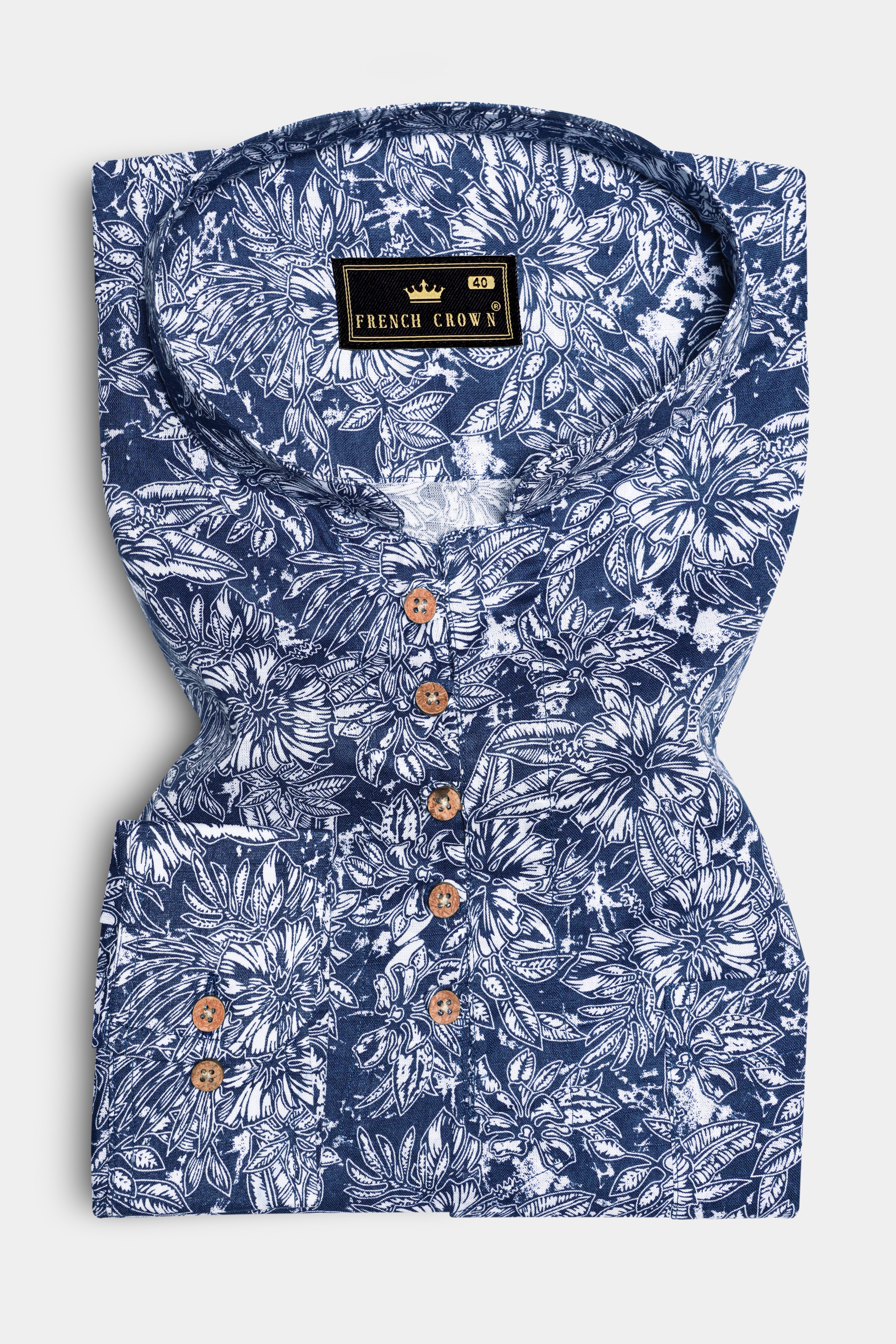 SkyFloret-Cello Blue And Bright White Floral Printed Premium Luxuries Linen Kurta Shirt 13281-KS-38, 13281-KS-H-38, 13281-KS-39, 13281-KS-H-39, 13281-KS-40, 13281-KS-H-40, 13281-KS-42, 13281-KS-H-42, 13281-KS-44, 13281-KS-H-44, 13281-KS-46, 13281-KS-H-46, 13281-KS-48, 13281-KS-H-48, 13281-KS-50, 13281-KS-H-50, 13281-KS-52, 13281-KS-H-52