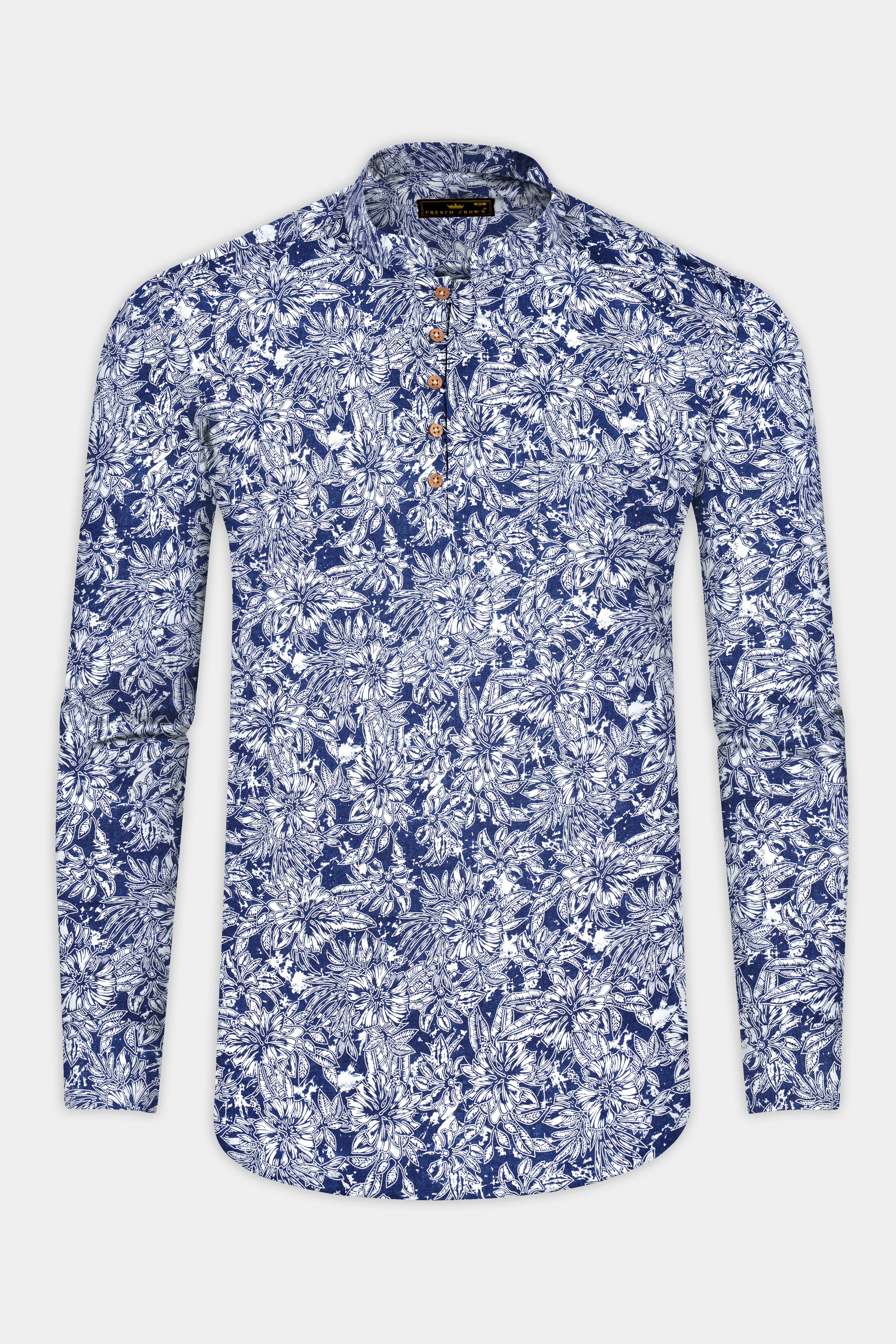 SkyFloret-Cello Blue And Bright White Floral Printed Premium Luxuries Linen Kurta Shirt 13281-KS-38, 13281-KS-H-38, 13281-KS-39, 13281-KS-H-39, 13281-KS-40, 13281-KS-H-40, 13281-KS-42, 13281-KS-H-42, 13281-KS-44, 13281-KS-H-44, 13281-KS-46, 13281-KS-H-46, 13281-KS-48, 13281-KS-H-48, 13281-KS-50, 13281-KS-H-50, 13281-KS-52, 13281-KS-H-52