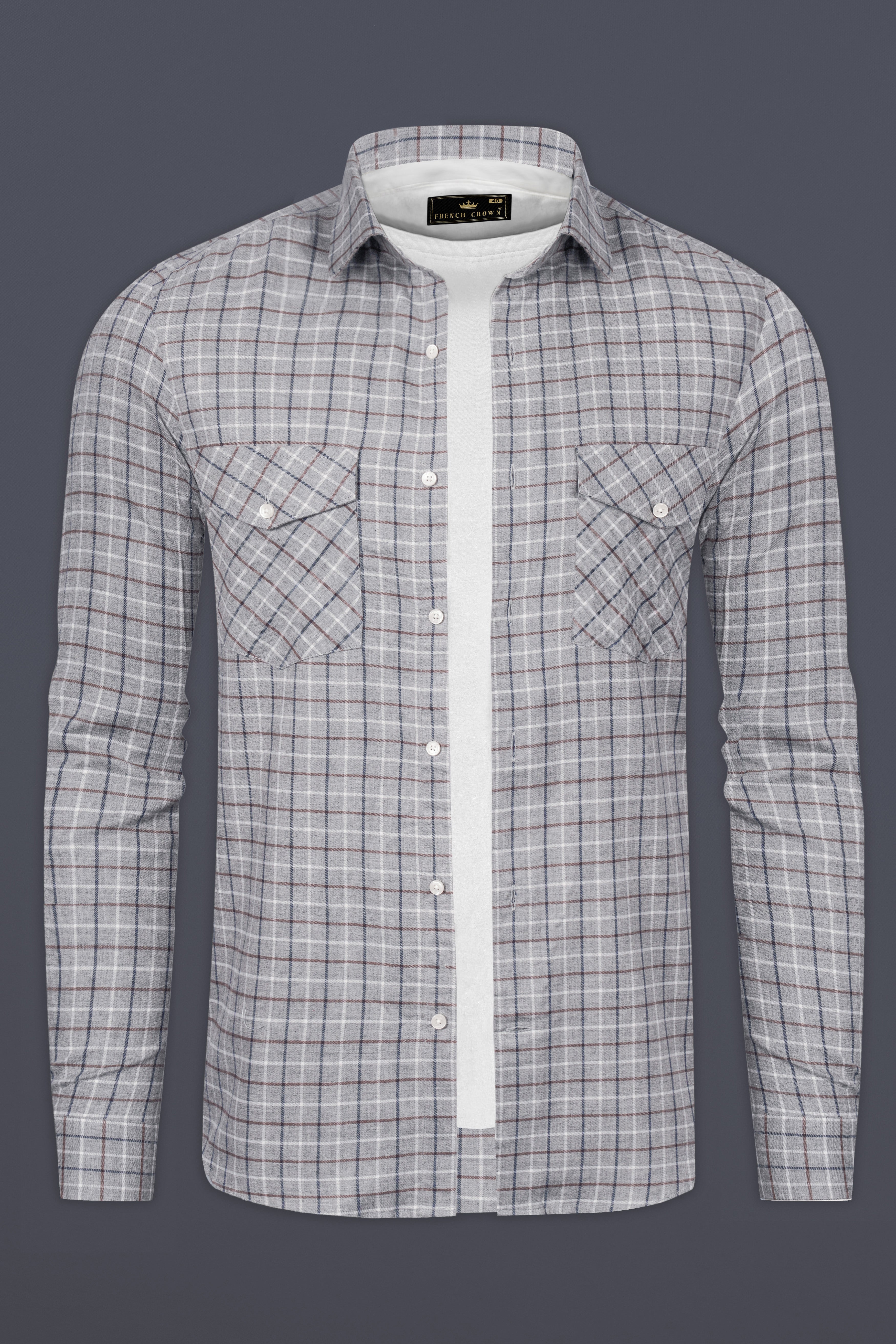 MistTartan-Celeste Gray Checked Flannel Premium Cotton Overshirt/shacket 13285-OS-FP-38, 13285-OS-FP-H-38, 13285-OS-FP-39, 13285-OS-FP-H-39, 13285-OS-FP-40, 13285-OS-FP-H-40, 13285-OS-FP-42, 13285-OS-FP-H-42, 13285-OS-FP-44, 13285-OS-FP-H-44, 13285-OS-FP-46, 13285-OS-FP-H-46, 13285-OS-FP-48, 13285-OS-FP-H-48, 13285-OS-FP-50, 13285-OS-FP-H-50, 13285-OS-FP-52, 13285-OS-FP-H-52