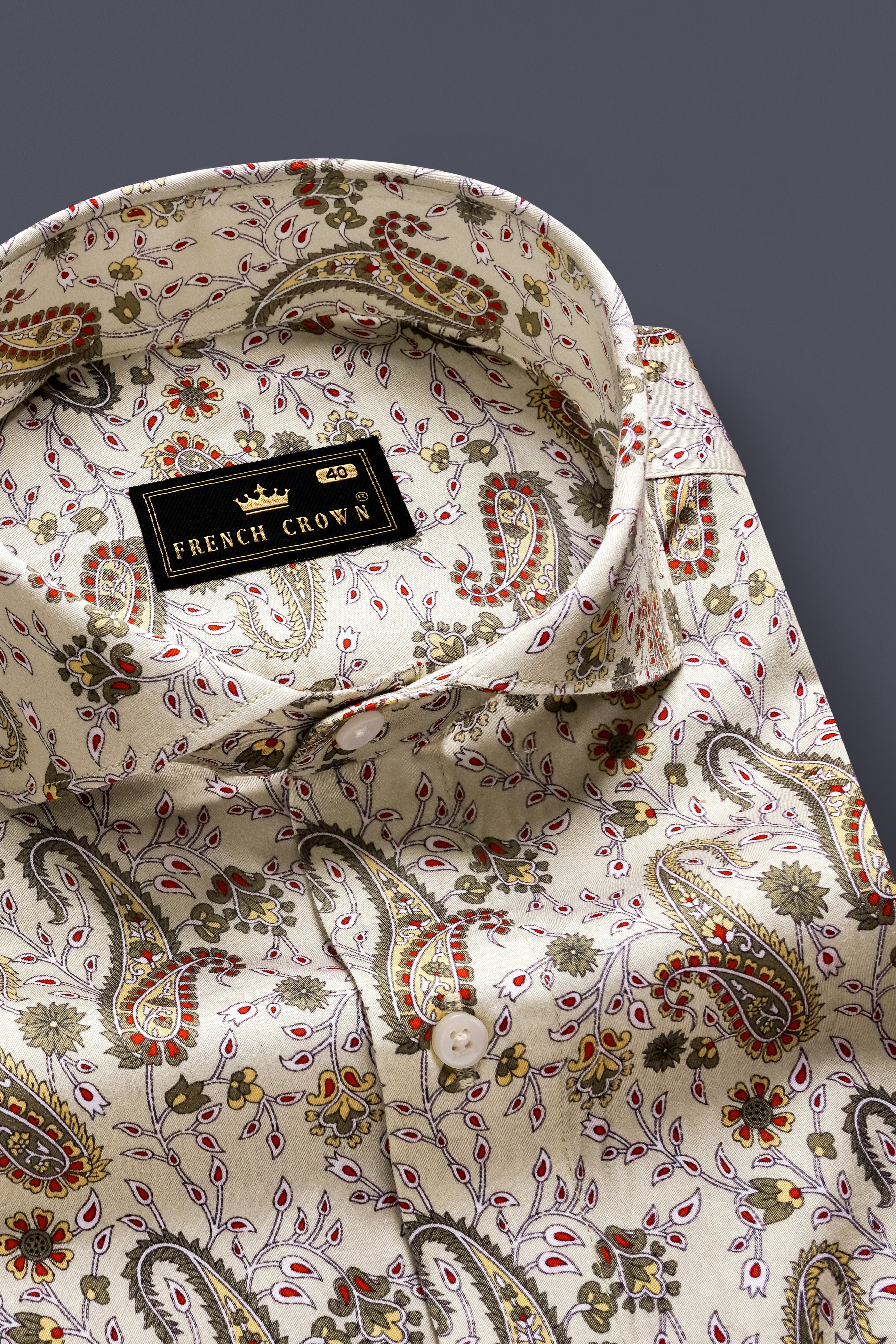 Silkora-Swirl Cream Paisleys Printed Subtle Sheen Super Soft Premium Cotton Casual Shirt 13306-CA-38, 13306-CA-H-38, 13306-CA-39, 13306-CA-H-39, 13306-CA-40, 13306-CA-H-40, 13306-CA-42, 13306-CA-H-42, 13306-CA-44, 13306-CA-H-44, 13306-CA-46, 13306-CA-H-46, 13306-CA-48, 13306-CA-H-48, 13306-CA-50, 13306-CA-H-50, 13306-CA-52, 13306-CA-H-52
