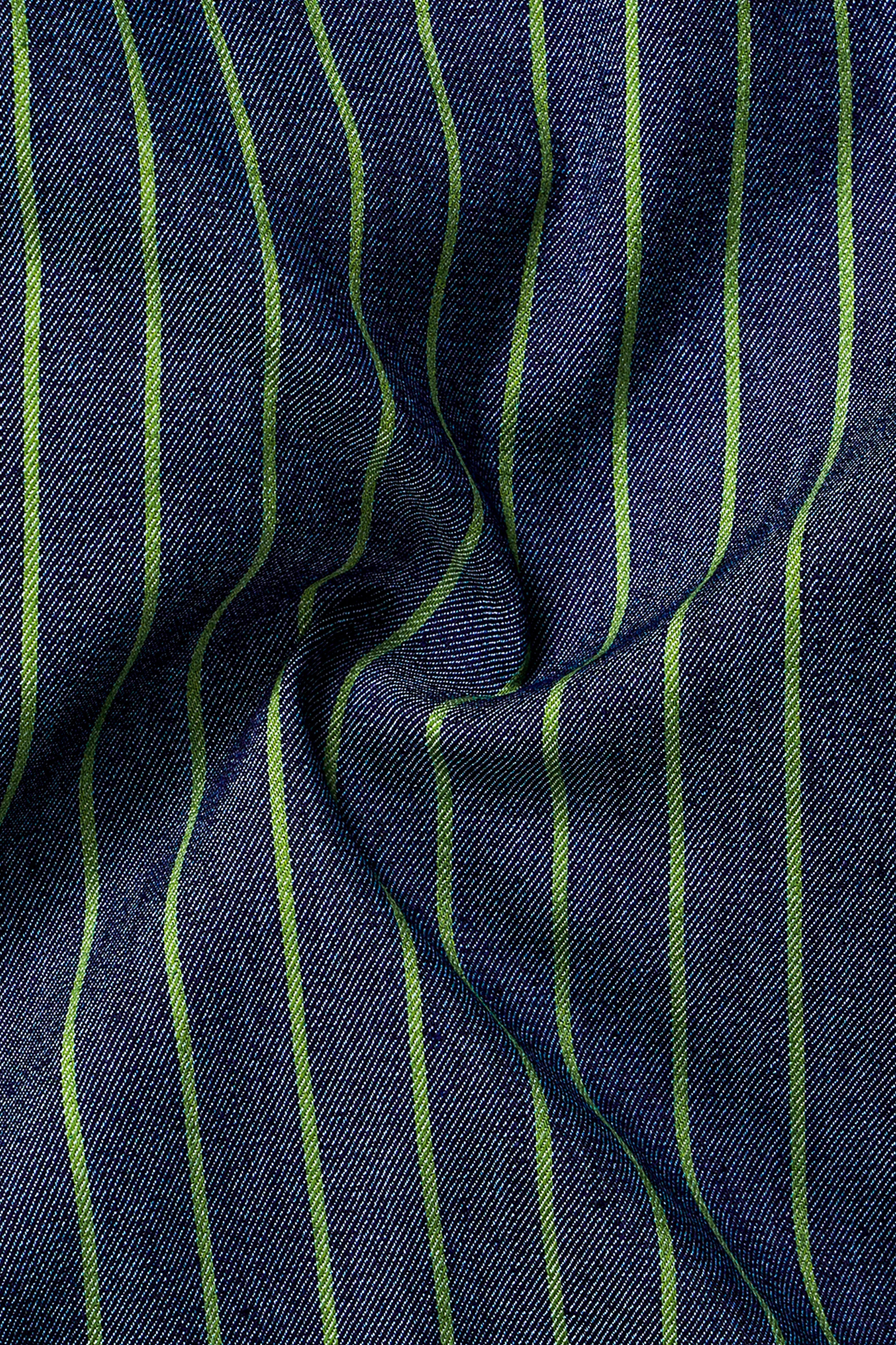 Nile Blue And Dingley Green Striped Premium Cotton Semi Dress Denim Shirt 13321-38, 13321-H-38, 13321-39, 13321-H-39, 13321-40, 13321-H-40, 13321-42, 13321-H-42, 13321-44, 13321-H-44, 13321-46, 13321-H-46, 13321-48, 13321-H-48, 13321-50, 13321-H-50, 13321-52, 13321-H-52
