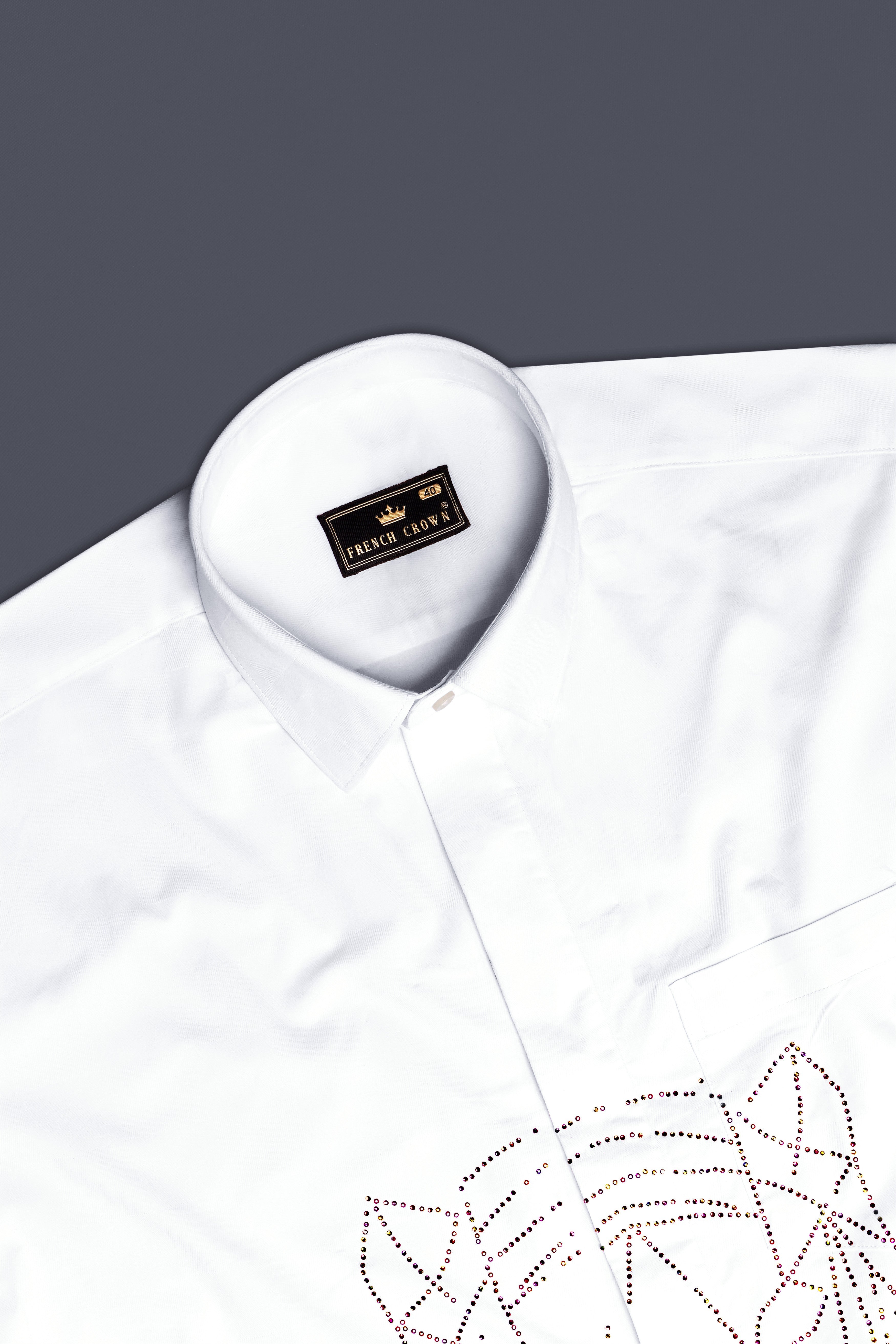 Ivory Safari-Bright White Leopard Hot Fix Oxford Premium Cotton Casual Designer Shirt 13325-NP-P589-38, 13325-NP-P589-H-38, 13325-NP-P589-39, 13325-NP-P589-H-39, 13325-NP-P589-40, 13325-NP-P589-H-40, 13325-NP-P589-42, 13325-NP-P589-H-42, 13325-NP-P589-44, 13325-NP-P589-H-44, 13325-NP-P589-46, 13325-NP-P589-H-46, 13325-NP-P589-48, 13325-NP-P589-H-48, 13325-NP-P589-50, 13325-NP-P589-H-50, 13325-NP-P589-52, 13325-NP-P589-H-52