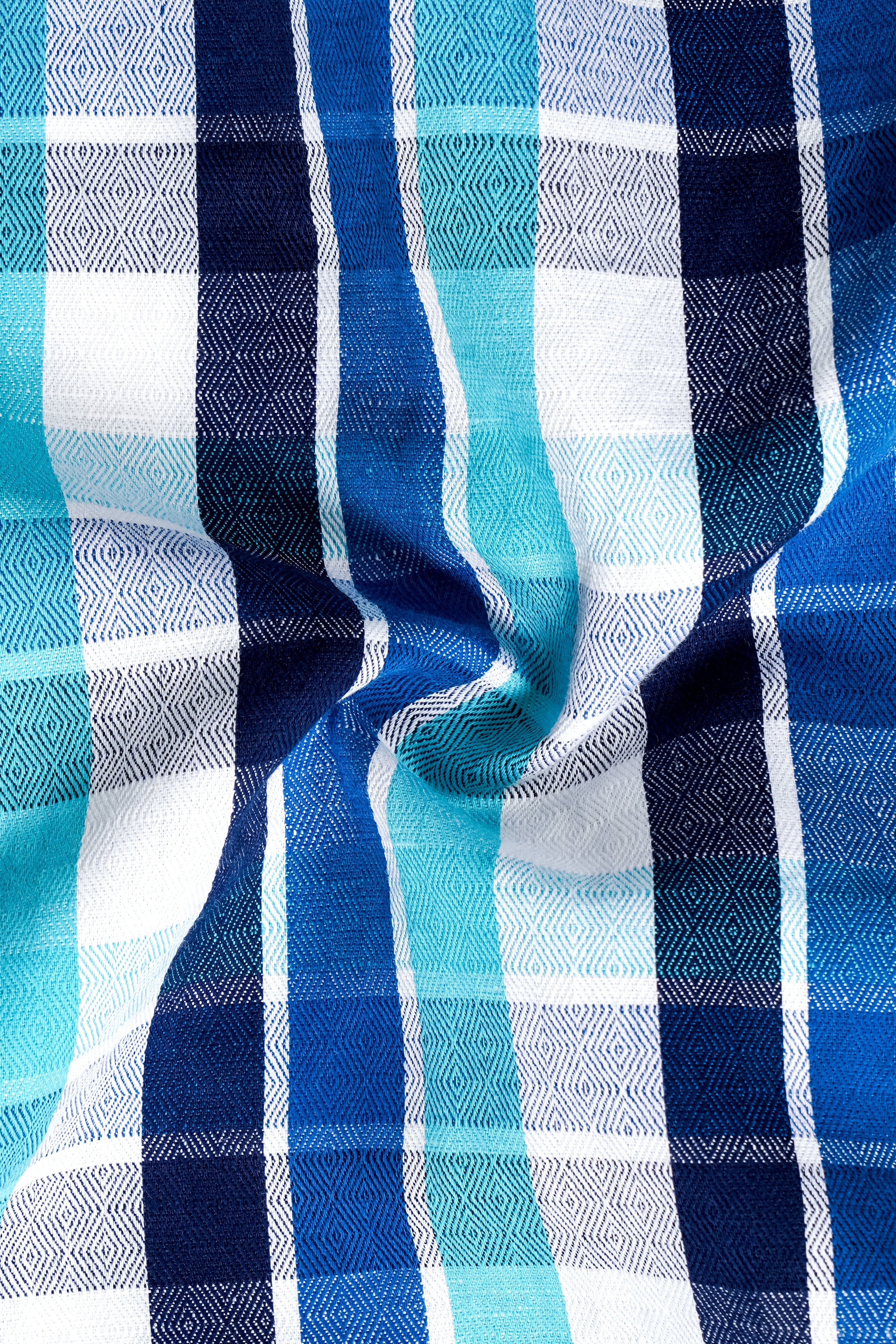 Azure-Sapphire Blue And Spray Plaid Dobby Textured Premium Giza Cotton Casual Shirt 13333-38, 13333-H-38, 13333-39, 13333-H-39, 13333-40, 13333-H-40, 13333-42, 13333-H-42, 13333-44, 13333-H-44, 13333-46, 13333-H-46, 13333-48, 13333-H-48, 13333-50, 13333-H-50, 13333-52, 13333-H-52