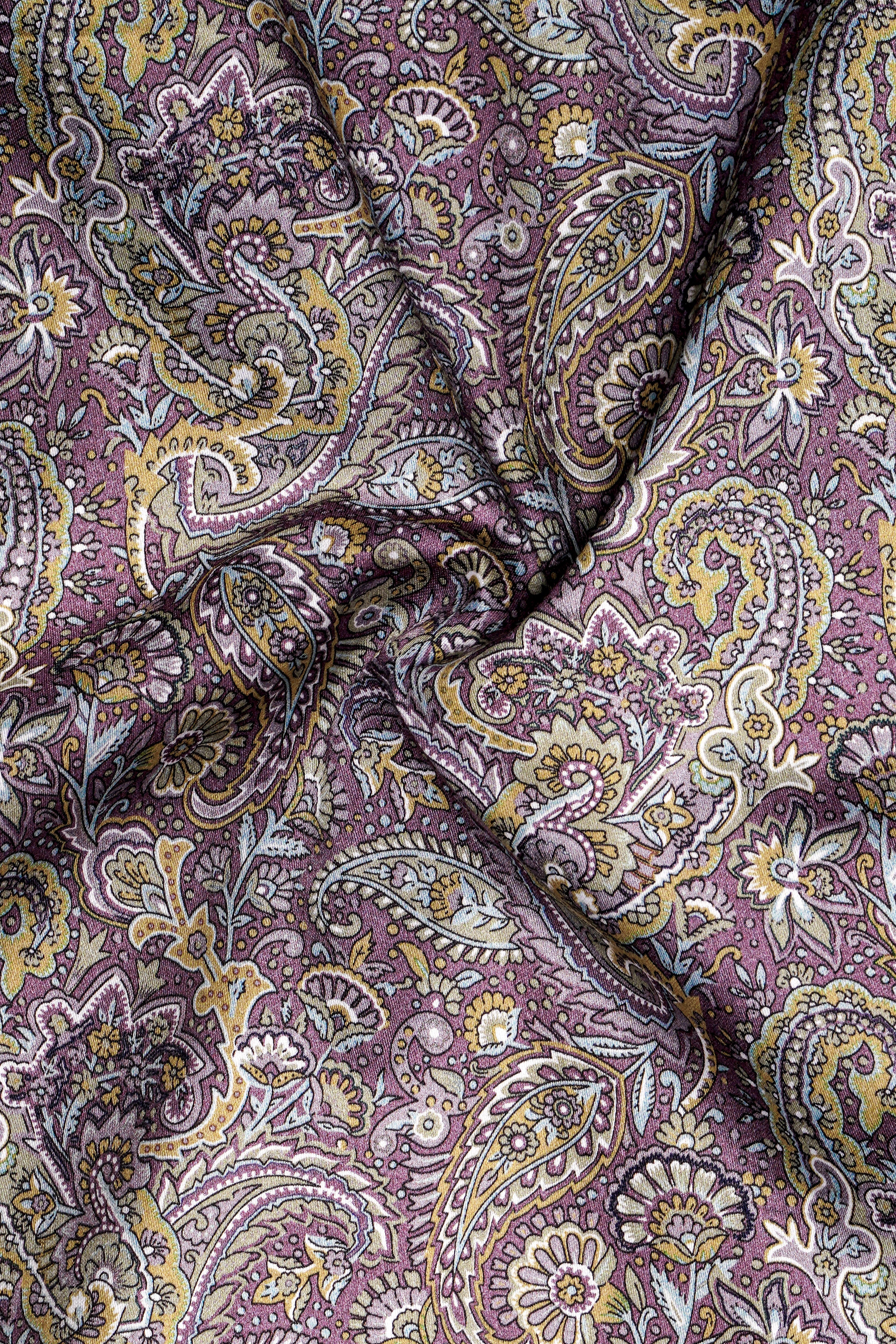 SiennaOrchid-Viola Purple And Desert Yellow Multi Color Paisley Printed Subtle Sheen Super Soft Premium Cotton Dress Shirt 13338-38, 13338-H-38, 13338-39, 13338-H-39, 13338-40, 13338-H-40, 13338-42, 13338-H-42, 13338-44, 13338-H-44, 13338-46, 13338-H-46, 13338-48, 13338-H-48, 13338-50, 13338-H-50, 13338-52, 13338-H-52