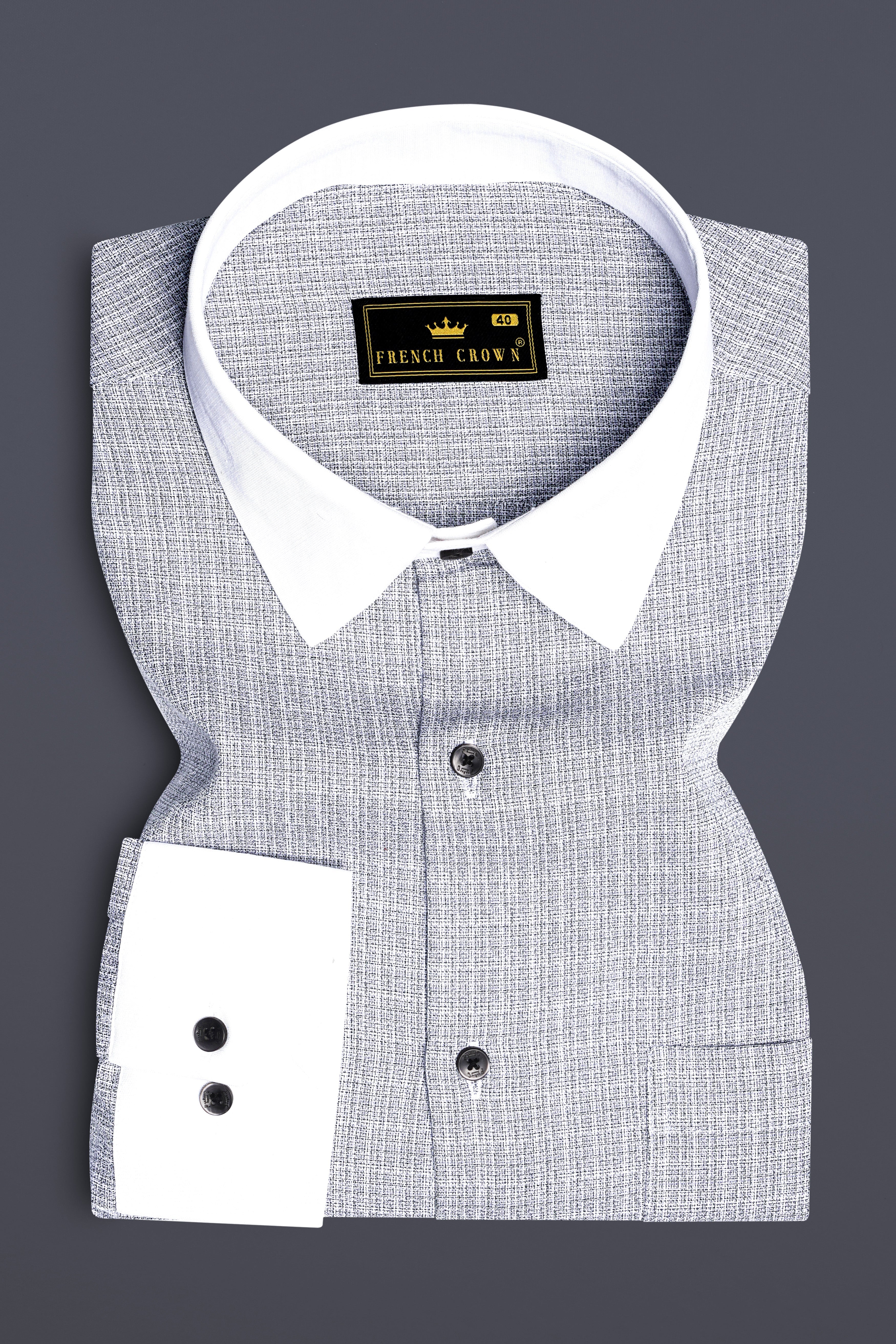 GraphiteElite-Mischka Gray Dobby Textured Premium Giza Cotton White Cuff Collar Dress Shirt 13340-WCC-BLK-38, 13340-WCC-BLK-H-38, 13340-WCC-BLK-39, 13340-WCC-BLK-H-39, 13340-WCC-BLK-40, 13340-WCC-BLK-H-40, 13340-WCC-BLK-42, 13340-WCC-BLK-H-42, 13340-WCC-BLK-44, 13340-WCC-BLK-H-44, 13340-WCC-BLK-46, 13340-WCC-BLK-H-46, 13340-WCC-BLK-48, 13340-WCC-BLK-H-48, 13340-WCC-BLK-50, 13340-WCC-BLK-H-50, 13340-WCC-BLK-52, 13340-WCC-BLK-H-52