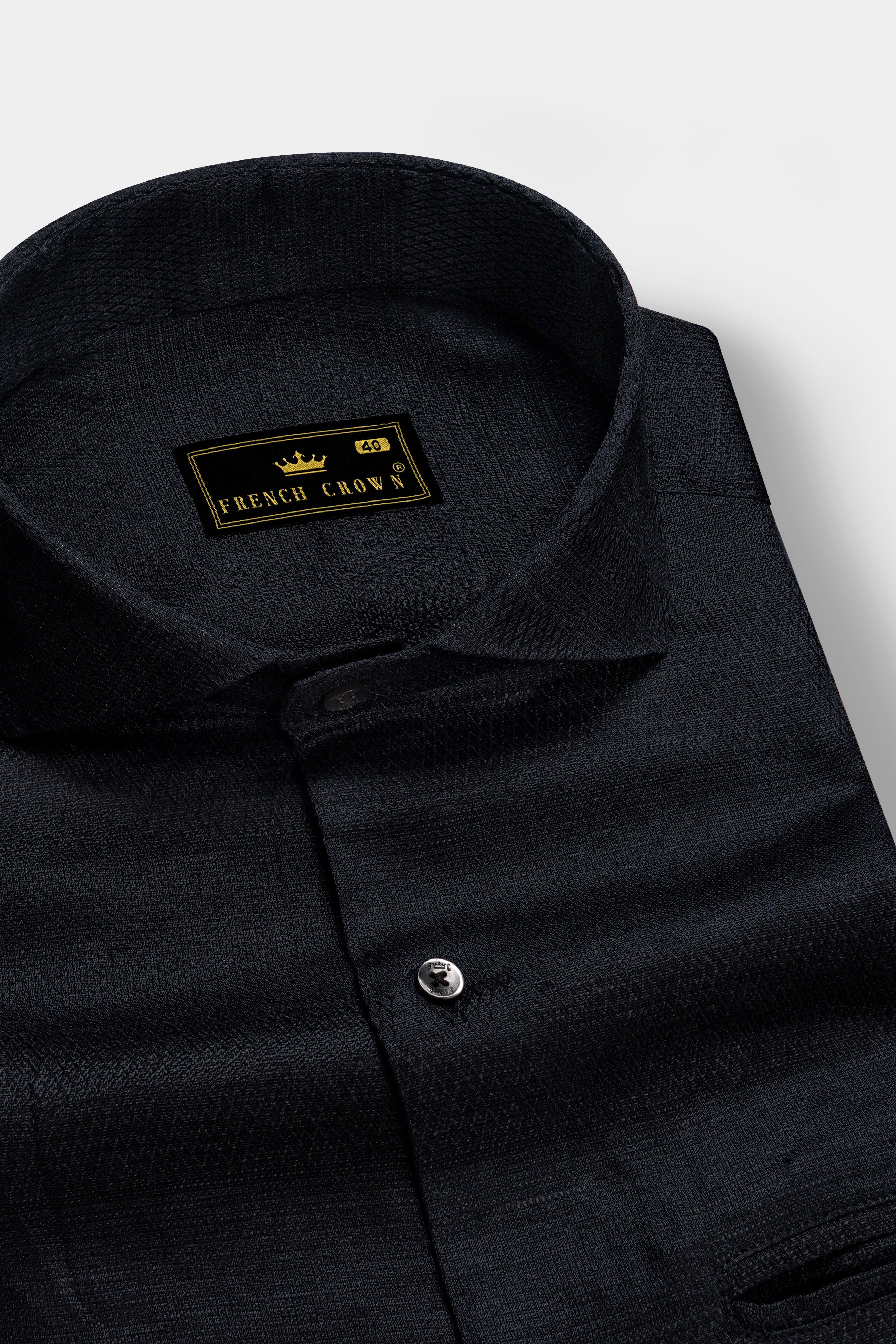 Noir Crest-Jade Black Dobby Textured Premium Giza Cotton Dress Shirt 13352-CA-BLK-P606-38, 13352-CA-BLK-P606-H-38, 13352-CA-BLK-P606-39, 13352-CA-BLK-P606-H-39, 13352-CA-BLK-P606-40, 13352-CA-BLK-P606-H-40, 13352-CA-BLK-P606-42, 13352-CA-BLK-P606-H-42, 13352-CA-BLK-P606-44, 13352-CA-BLK-P606-H-44, 13352-CA-BLK-P606-46, 13352-CA-BLK-P606-H-46, 13352-CA-BLK-P606-48, 13352-CA-BLK-P606-H-48, 13352-CA-BLK-P606-50, 13352-CA-BLK-P606-H-50, 13352-CA-BLK-P606-52, 13352-CA-BLK-P606-H-52