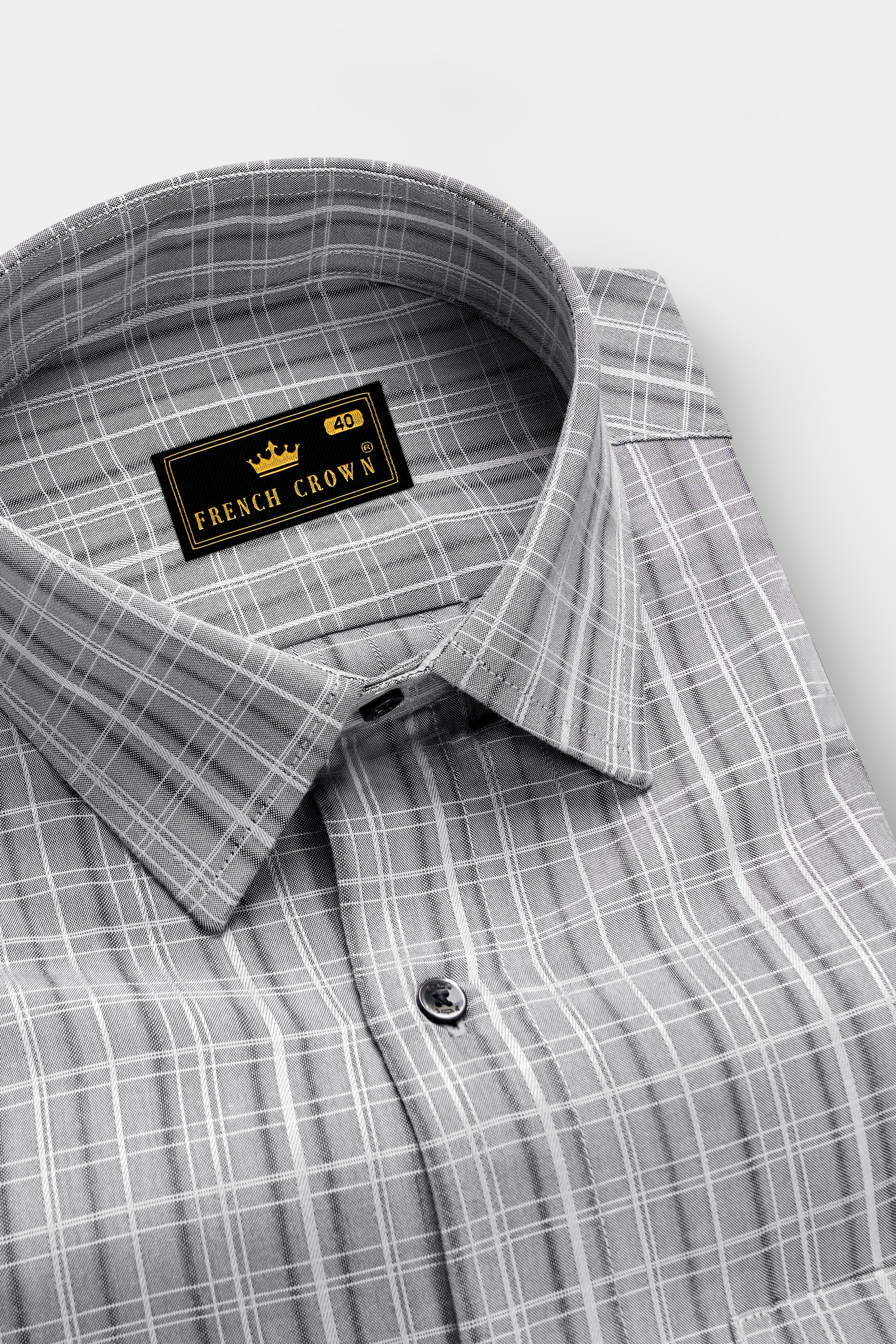 Titanium-Iron Gray Lamont Checked Stretchable Dobby Textured Premium Giza Cotton Dress Shirt 13371-BLK-38, 13371-BLK-H-38, 13371-BLK-39, 13371-BLK-H-39, 13371-BLK-40, 13371-BLK-H-40, 13371-BLK-42, 13371-BLK-H-42, 13371-BLK-44, 13371-BLK-H-44, 13371-BLK-46, 13371-BLK-H-46, 13371-BLK-48, 13371-BLK-H-48, 13371-BLK-50, 13371-BLK-H-50, 13371-BLK-52, 13371-BLK-H-52