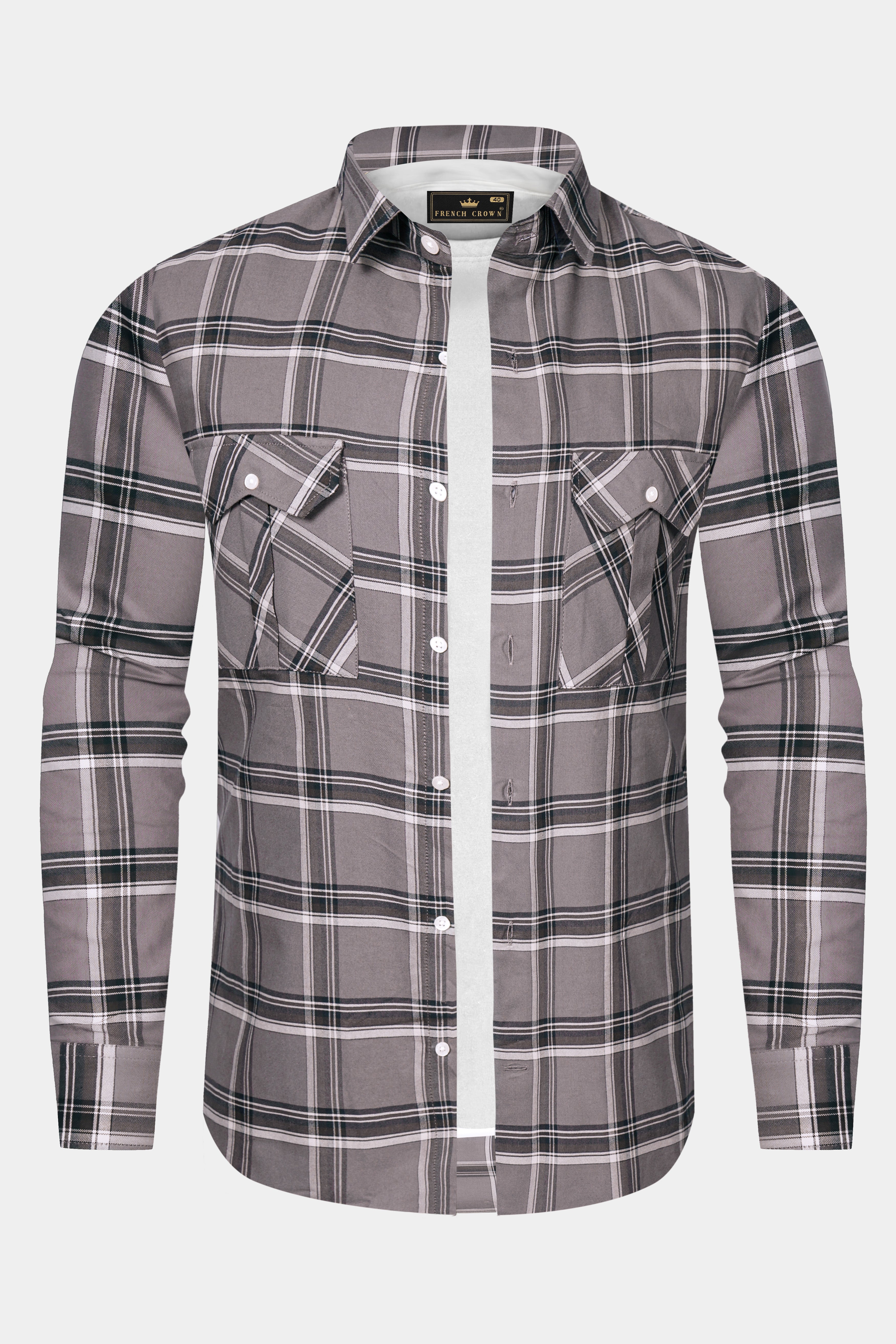 Scorpion Gray Plaid Oxford Premium Cotton Designer Overshirt/shacket 13396-FP-OS-P668-38, 13396-FP-OS-P668-H-38, 13396-FP-OS-P668-39, 13396-FP-OS-P668-H-39, 13396-FP-OS-P668-40, 13396-FP-OS-P668-H-40, 13396-FP-OS-P668-42, 13396-FP-OS-P668-H-42, 13396-FP-OS-P668-44, 13396-FP-OS-P668-H-44, 13396-FP-OS-P668-46, 13396-FP-OS-P668-H-46, 13396-FP-OS-P668-48, 13396-FP-OS-P668-H-48, 13396-FP-OS-P668-50, 13396-FP-OS-P668-H-50, 13396-FP-OS-P668-52, 13396-FP-OS-P668-H-52