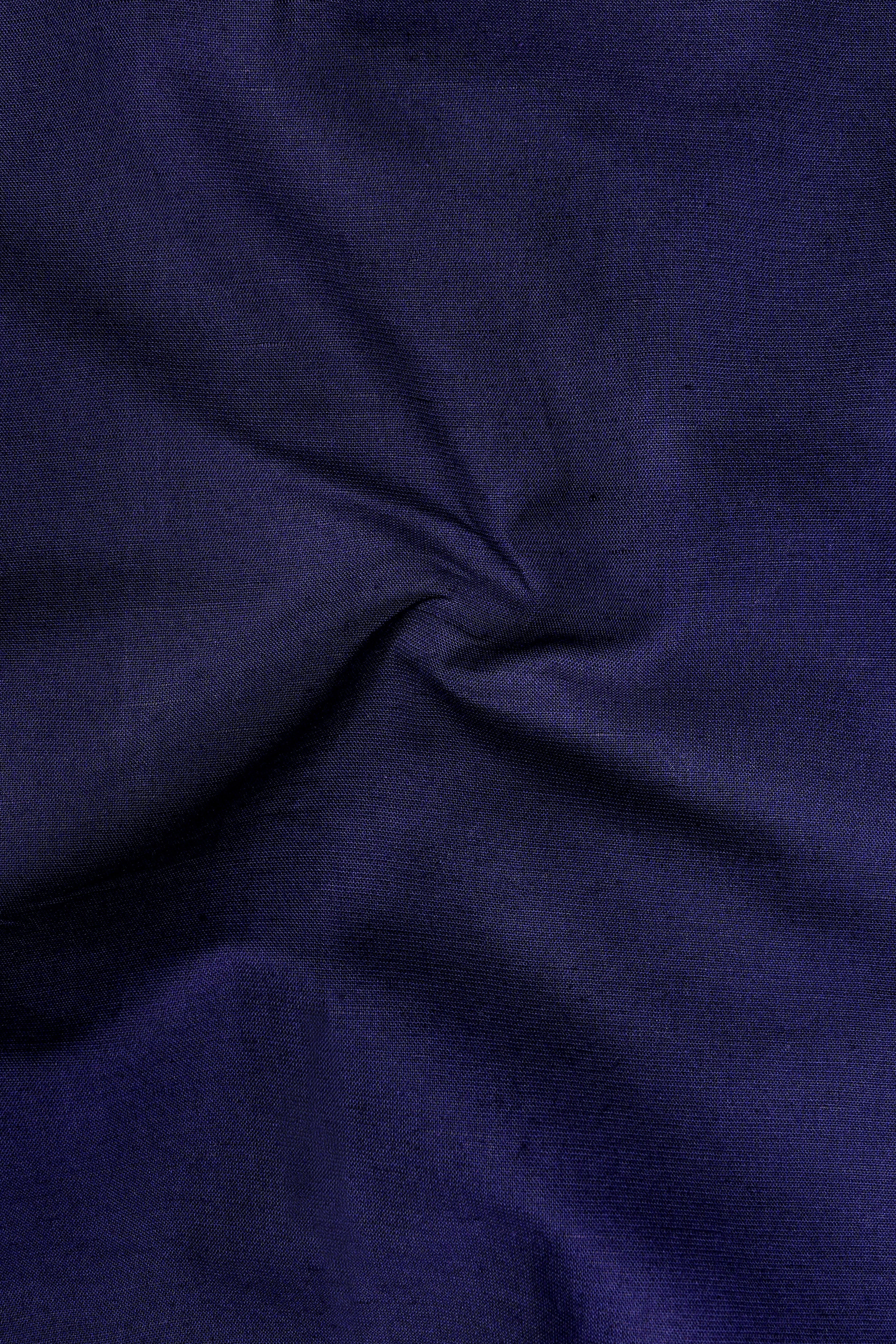 Midnight-Meteorite Blue Solid Luxurious Linen Casual Shirt