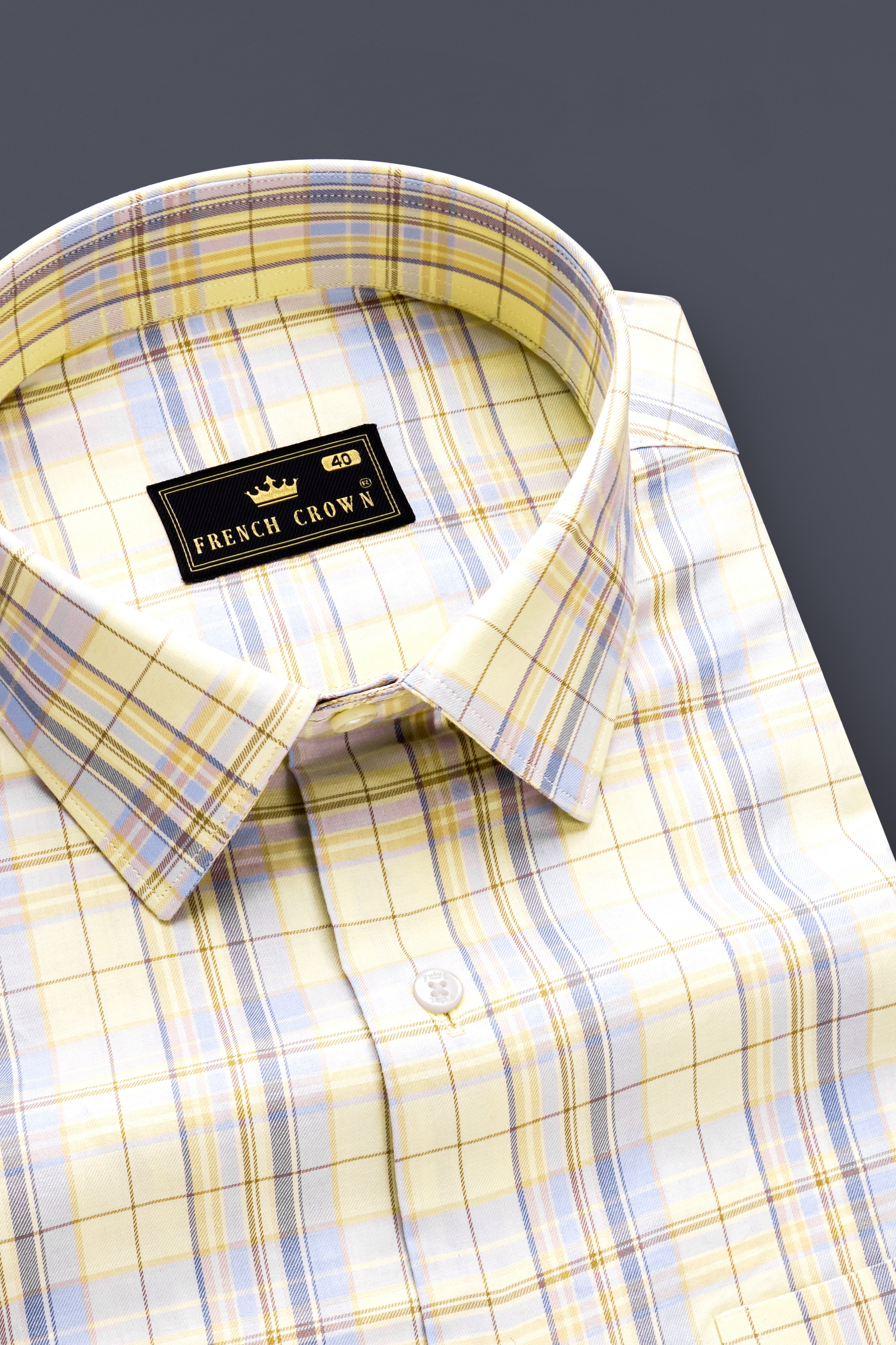 Sapphire Sun-Janna Yellow And Mercury Blue Plaid Twill Premium Cotton Semi Formal Shirt 13420-38, 13420-H-38, 13420-39, 13420-H-39, 13420-40, 13420-H-40, 13420-42, 13420-H-42, 13420-44, 13420-H-44, 13420-46, 13420-H-46, 13420-48, 13420-H-48, 13420-50, 13420-H-50, 13420-52, 13420-H-52