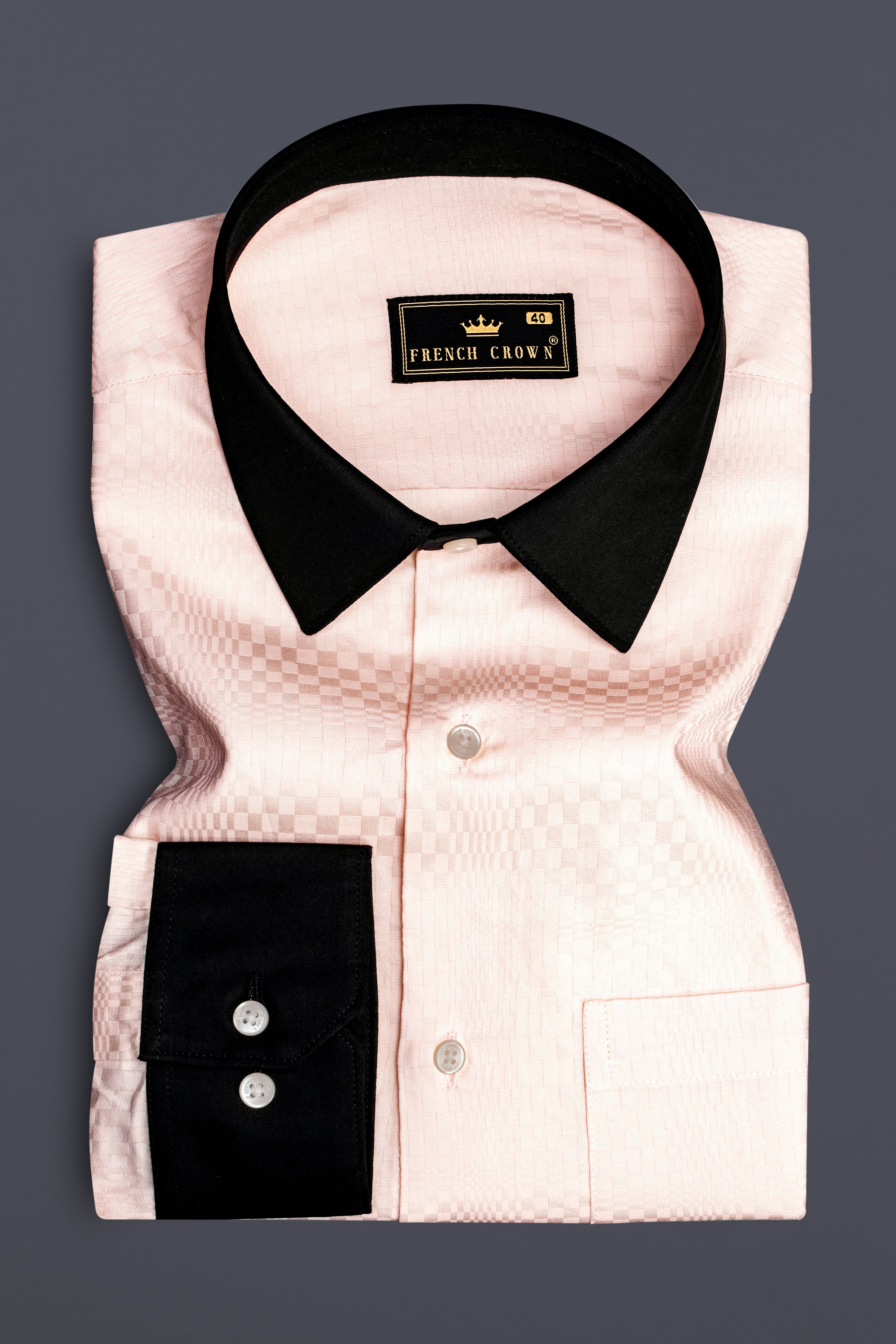 Serene-Misty Rose Peach Dobby Textured Premium Giza Cotton Dress Shirt 13424-BCC-38, 13424-BCC-H-38, 13424-BCC-39, 13424-BCC-H-39, 13424-BCC-40, 13424-BCC-H-40, 13424-BCC-42, 13424-BCC-H-42, 13424-BCC-44, 13424-BCC-H-44, 13424-BCC-46, 13424-BCC-H-46, 13424-BCC-48, 13424-BCC-H-48, 13424-BCC-50, 13424-BCC-H-50, 13424-BCC-52, 13424-BCC-H-52