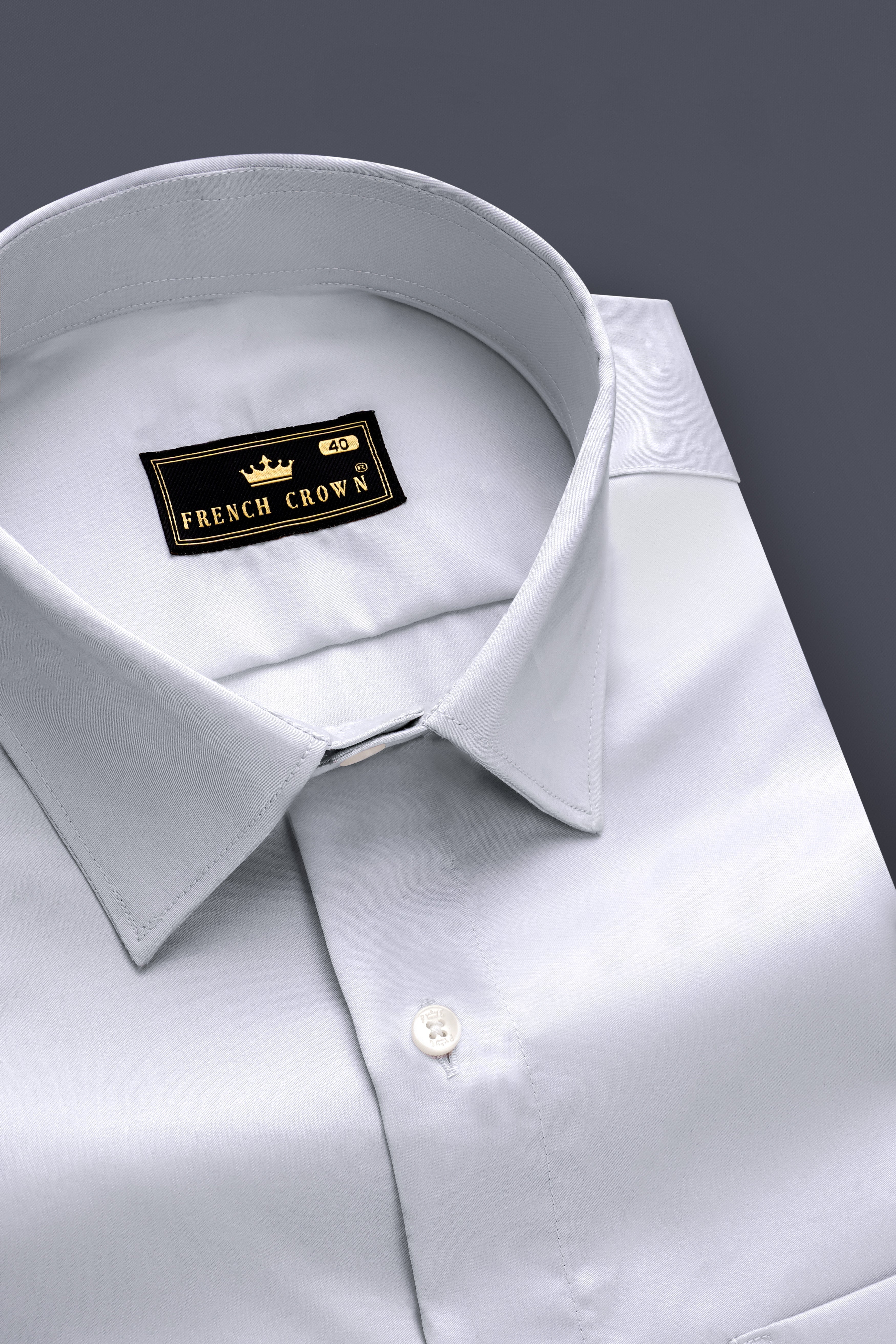 Parisian-French Gray Solid Subtle Sheen Super Soft Premium Cotton Dress Shirt 13437-38, 13437-H-38, 13437-39, 13437-H-39, 13437-40, 13437-H-40, 13437-42, 13437-H-42, 13437-44, 13437-H-44, 13437-46, 13437-H-46, 13437-48, 13437-H-48, 13437-50, 13437-H-50, 13437-52, 13437-H-52