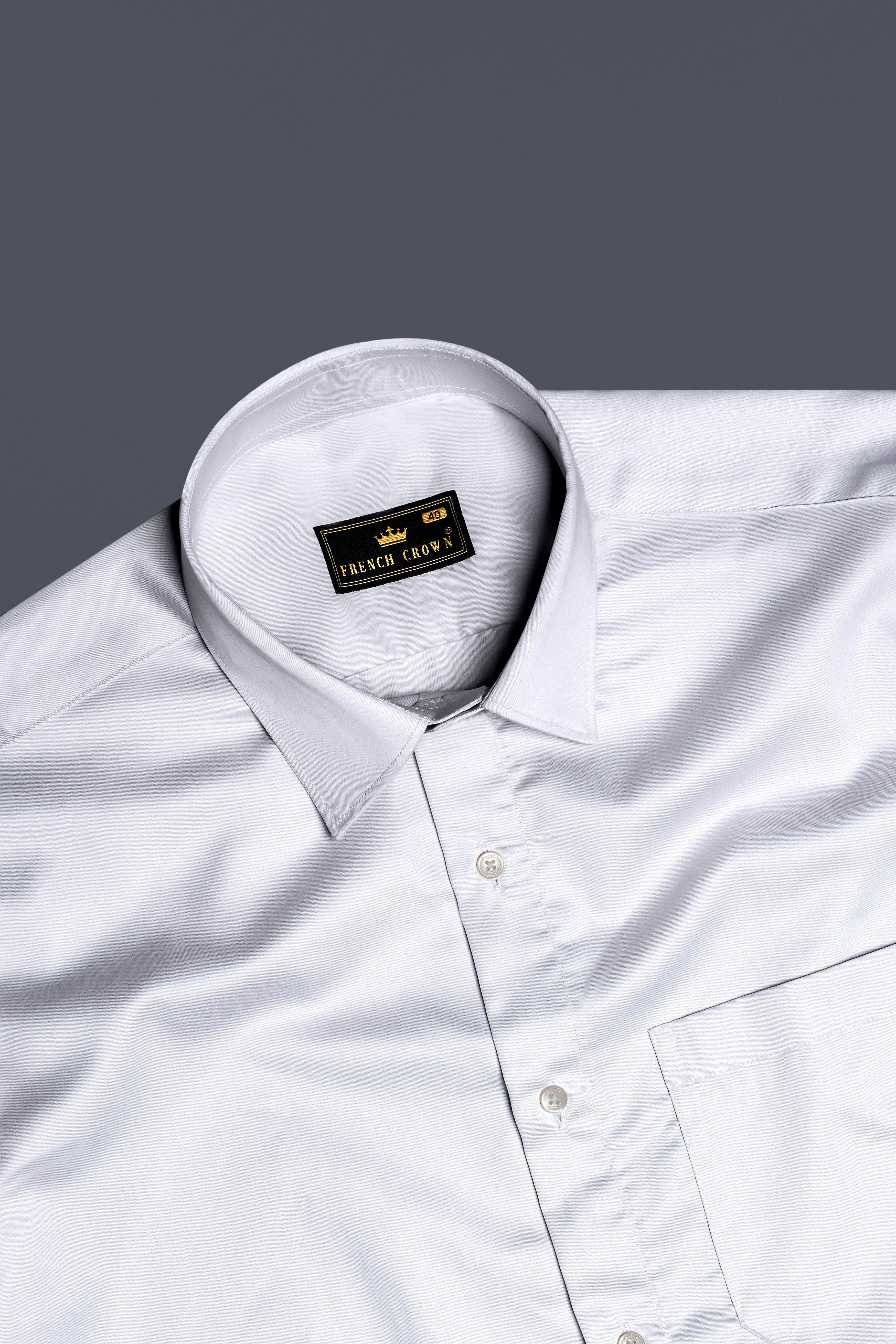 Parisian-French Gray Solid Subtle Sheen Super Soft Premium Cotton Dress Shirt 13437-38, 13437-H-38, 13437-39, 13437-H-39, 13437-40, 13437-H-40, 13437-42, 13437-H-42, 13437-44, 13437-H-44, 13437-46, 13437-H-46, 13437-48, 13437-H-48, 13437-50, 13437-H-50, 13437-52, 13437-H-52