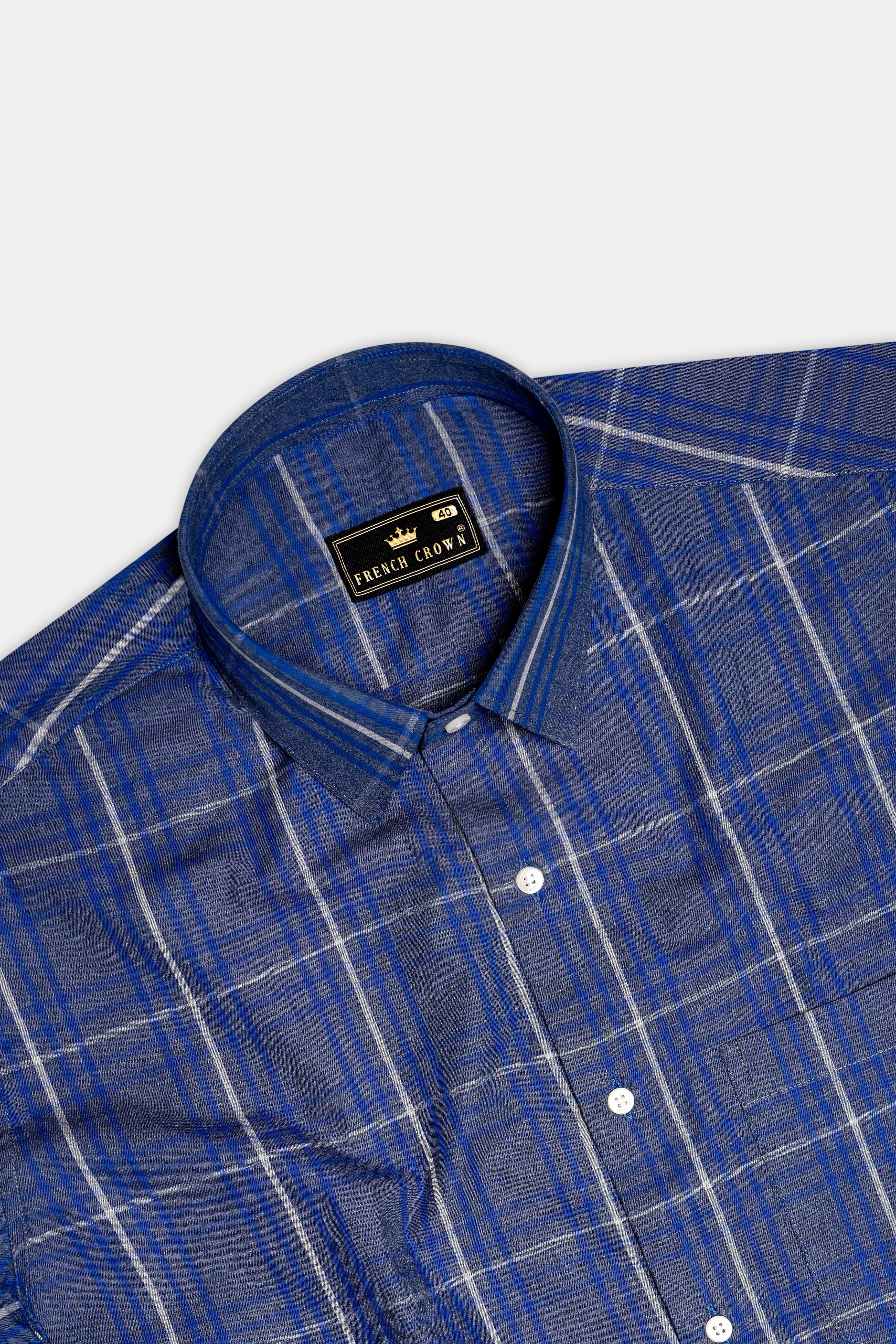 Nordic-Fiord Blue Plaid Super Soft Premium Cotton Semi Formal Shirt 13447-38, 13447-H-38, 13447-39, 13447-H-39, 13447-40, 13447-H-40, 13447-42, 13447-H-42, 13447-44, 13447-H-44, 13447-46, 13447-H-46, 13447-48, 13447-H-48, 13447-50, 13447-H-50, 13447-52, 13447-H-52