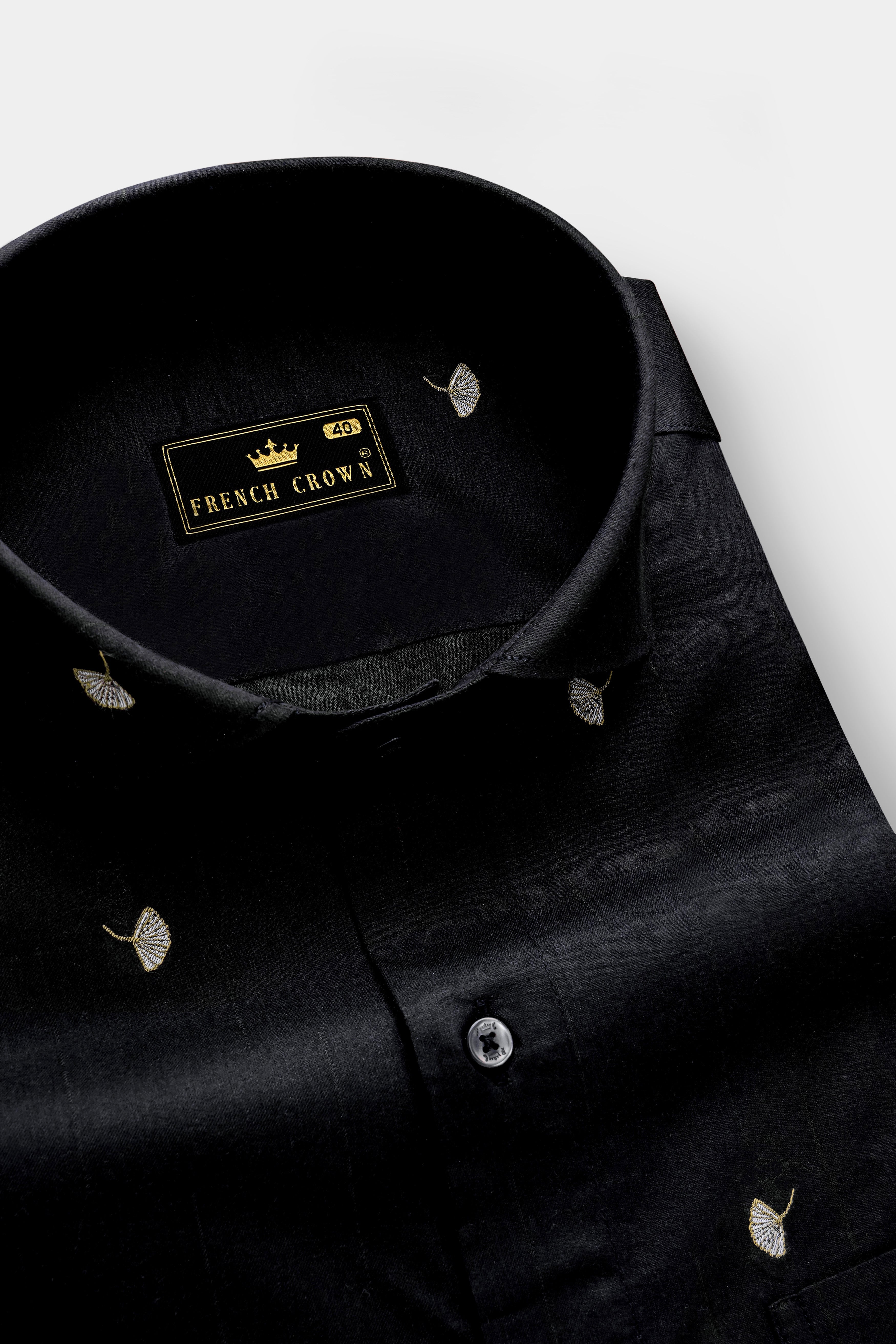 Raven-Jade Black Floral Butta Jacquard Textured Premium Cotton Dress Shirt 13450-CA-BLK-38, 13450-CA-BLK-H-38, 13450-CA-BLK-39, 13450-CA-BLK-H-39, 13450-CA-BLK-40, 13450-CA-BLK-H-40, 13450-CA-BLK-42, 13450-CA-BLK-H-42, 13450-CA-BLK-44, 13450-CA-BLK-H-44, 13450-CA-BLK-46, 13450-CA-BLK-H-46, 13450-CA-BLK-48, 13450-CA-BLK-H-48, 13450-CA-BLK-50, 13450-CA-BLK-H-50, 13450-CA-BLK-52, 13450-CA-BLK-H-52