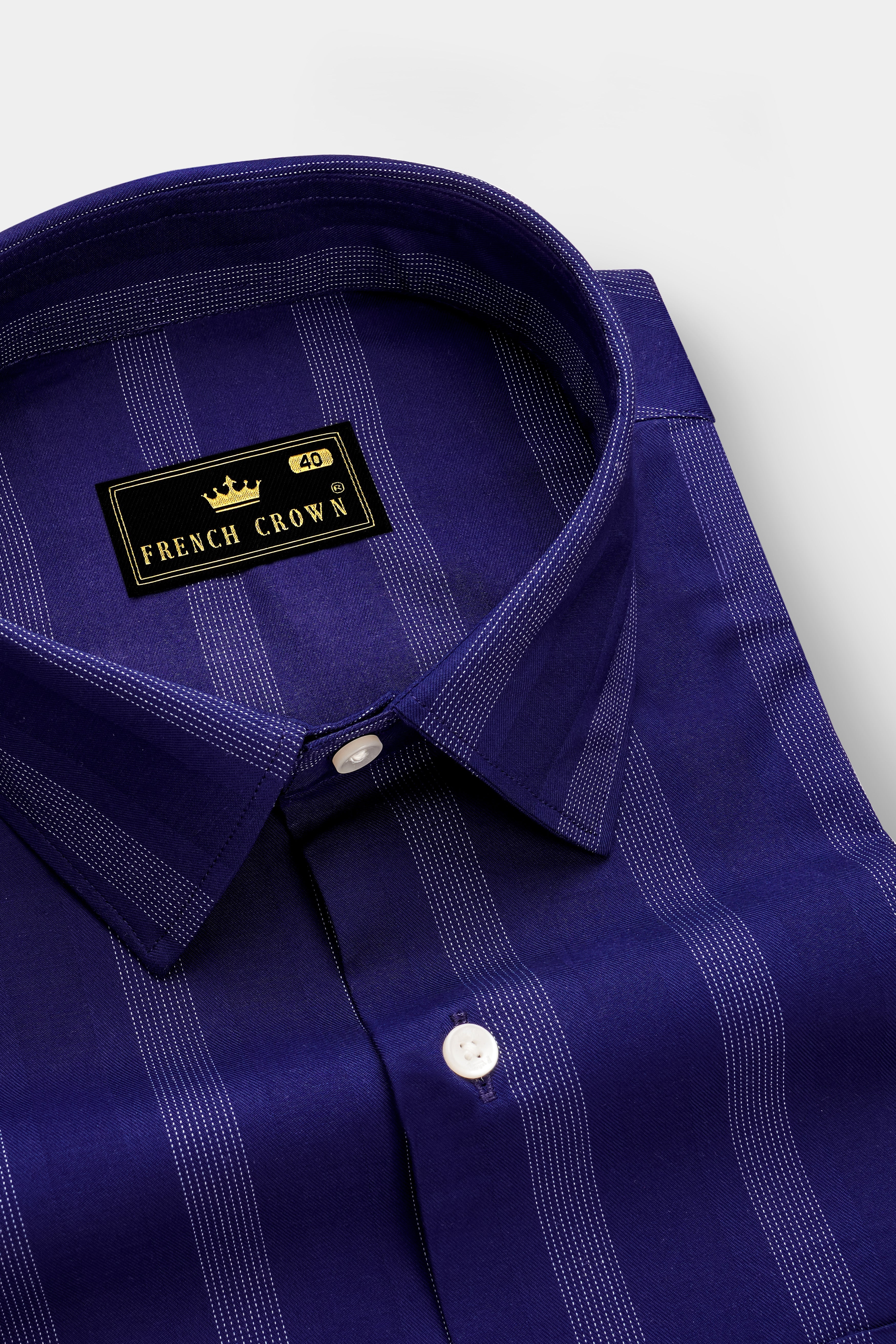 Royal-Indigo Blue Stripes Dobby Textured Premium Giza Cotton Dress Shirt 13455-38, 13455-H-38, 13455-39, 13455-H-39, 13455-40, 13455-H-40, 13455-42, 13455-H-42, 13455-44, 13455-H-44, 13455-46, 13455-H-46, 13455-48, 13455-H-48, 13455-50, 13455-H-50, 13455-52, 13455-H-52