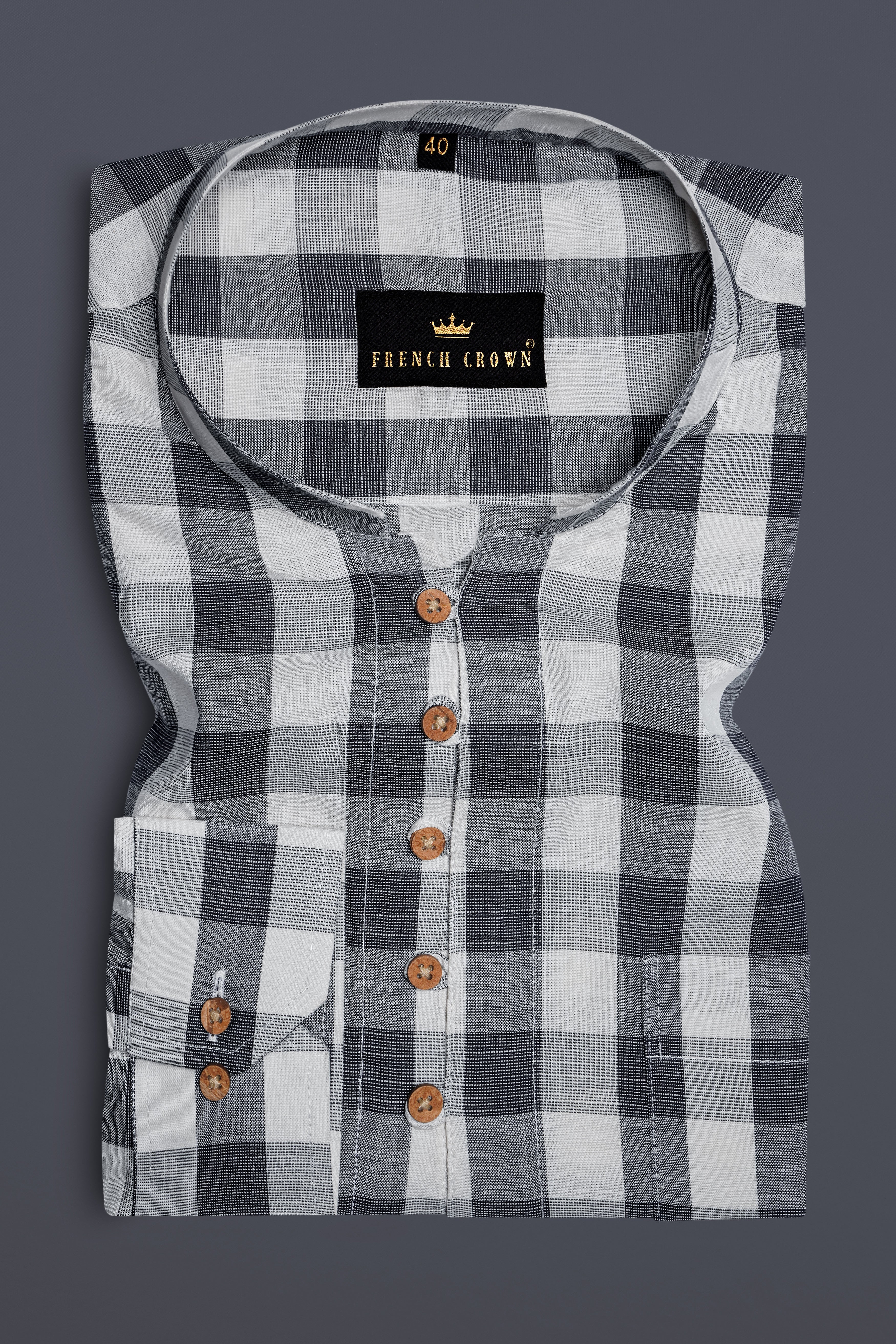OnyxMist-Shark Black And Pumice Gray Plaid Premium Luxuries Linen Casual Kurta Shirt 13459-KS-38, 13459-KS-H-38, 13459-KS-39, 13459-KS-H-39, 13459-KS-40, 13459-KS-H-40, 13459-KS-42, 13459-KS-H-42, 13459-KS-44, 13459-KS-H-44, 13459-KS-46, 13459-KS-H-46, 13459-KS-48, 13459-KS-H-48, 13459-KS-50, 13459-KS-H-50, 13459-KS-52, 13459-KS-H-52