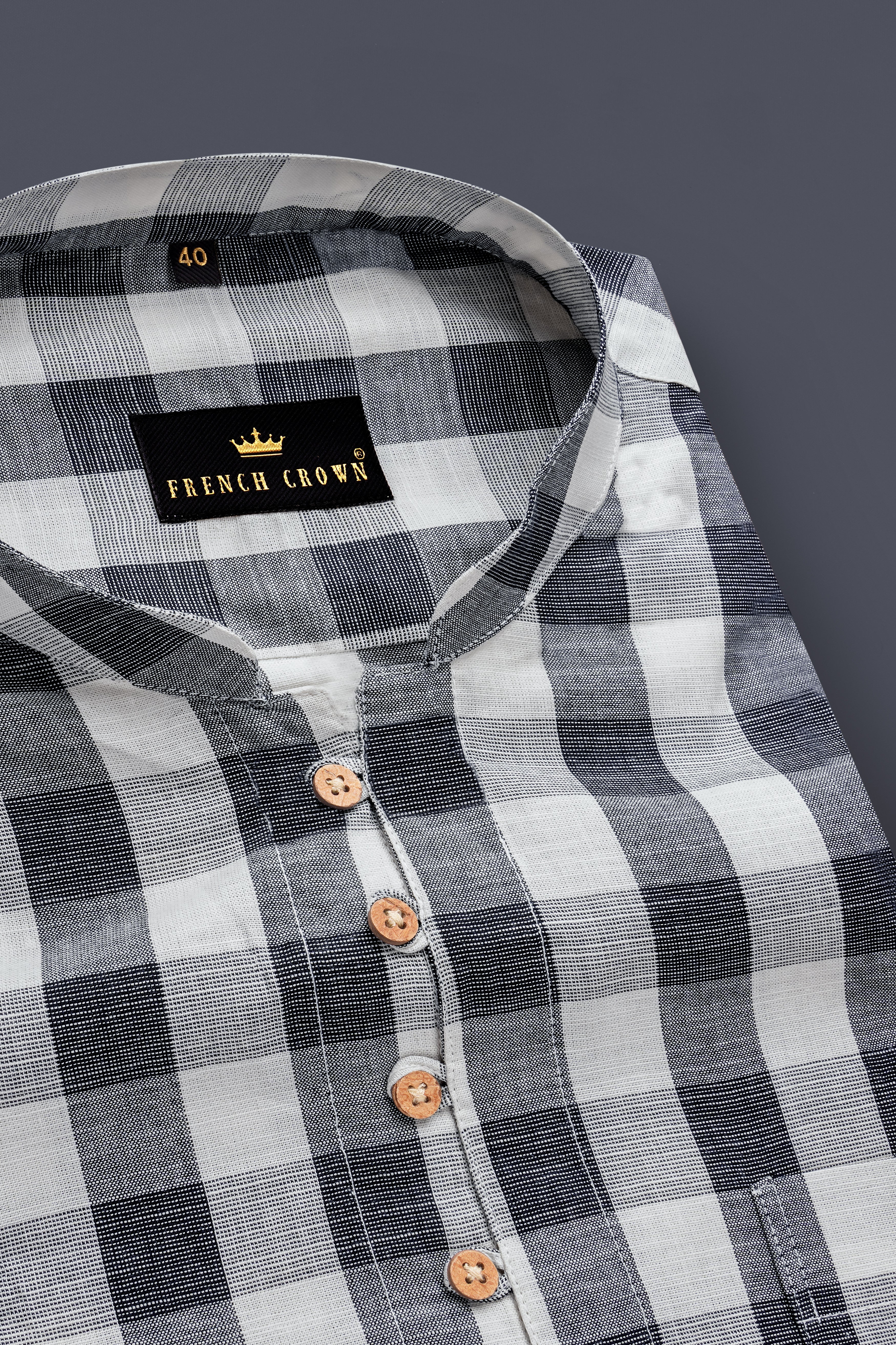 OnyxMist-Shark Black And Pumice Gray Plaid Premium Luxuries Linen Casual Kurta Shirt 13459-KS-38, 13459-KS-H-38, 13459-KS-39, 13459-KS-H-39, 13459-KS-40, 13459-KS-H-40, 13459-KS-42, 13459-KS-H-42, 13459-KS-44, 13459-KS-H-44, 13459-KS-46, 13459-KS-H-46, 13459-KS-48, 13459-KS-H-48, 13459-KS-50, 13459-KS-H-50, 13459-KS-52, 13459-KS-H-52