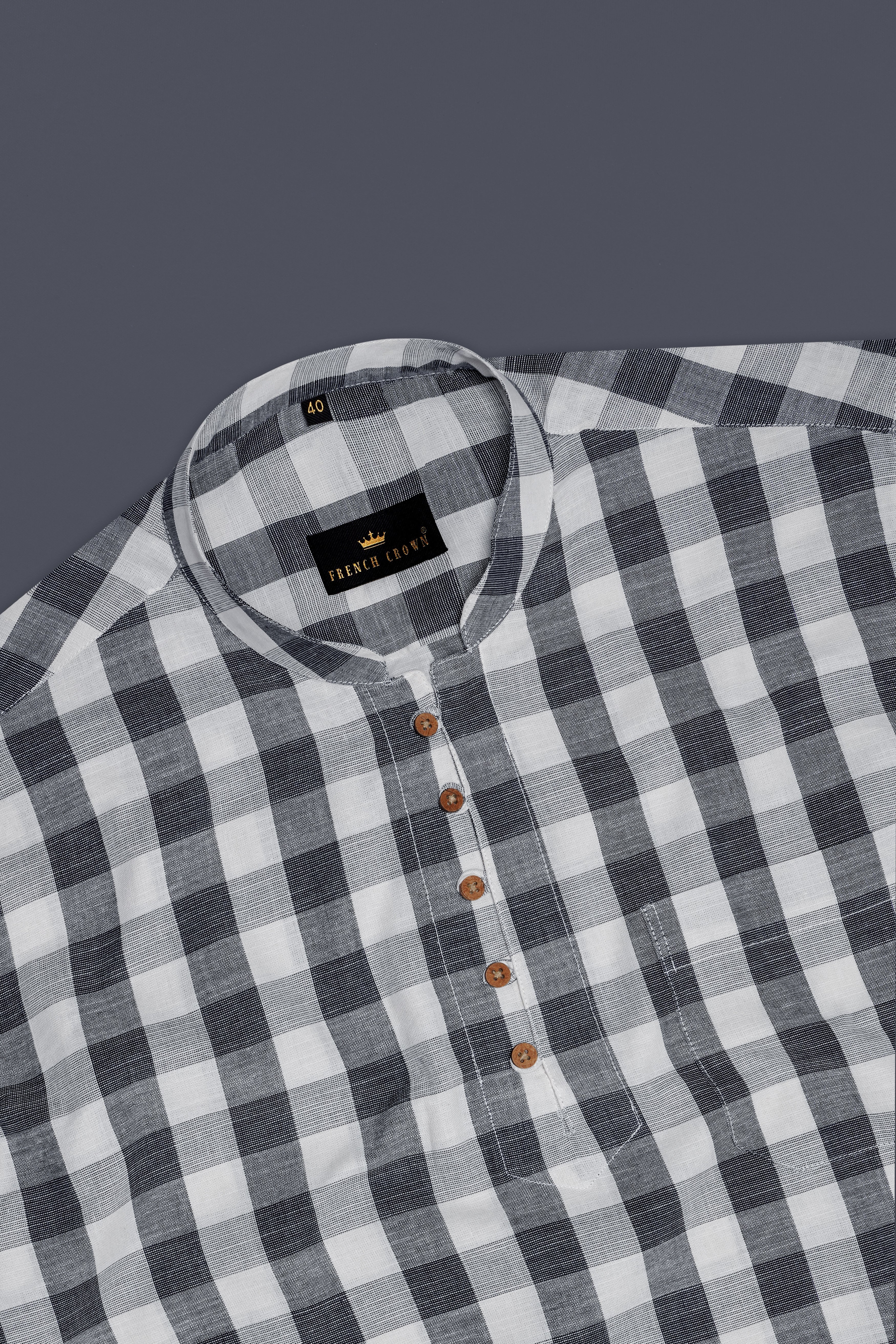 OnyxMist-Shark Black And Pumice Gray Plaid Premium Luxuries Linen Casual Kurta Shirt 13459-KS-38, 13459-KS-H-38, 13459-KS-39, 13459-KS-H-39, 13459-KS-40, 13459-KS-H-40, 13459-KS-42, 13459-KS-H-42, 13459-KS-44, 13459-KS-H-44, 13459-KS-46, 13459-KS-H-46, 13459-KS-48, 13459-KS-H-48, 13459-KS-50, 13459-KS-H-50, 13459-KS-52, 13459-KS-H-52