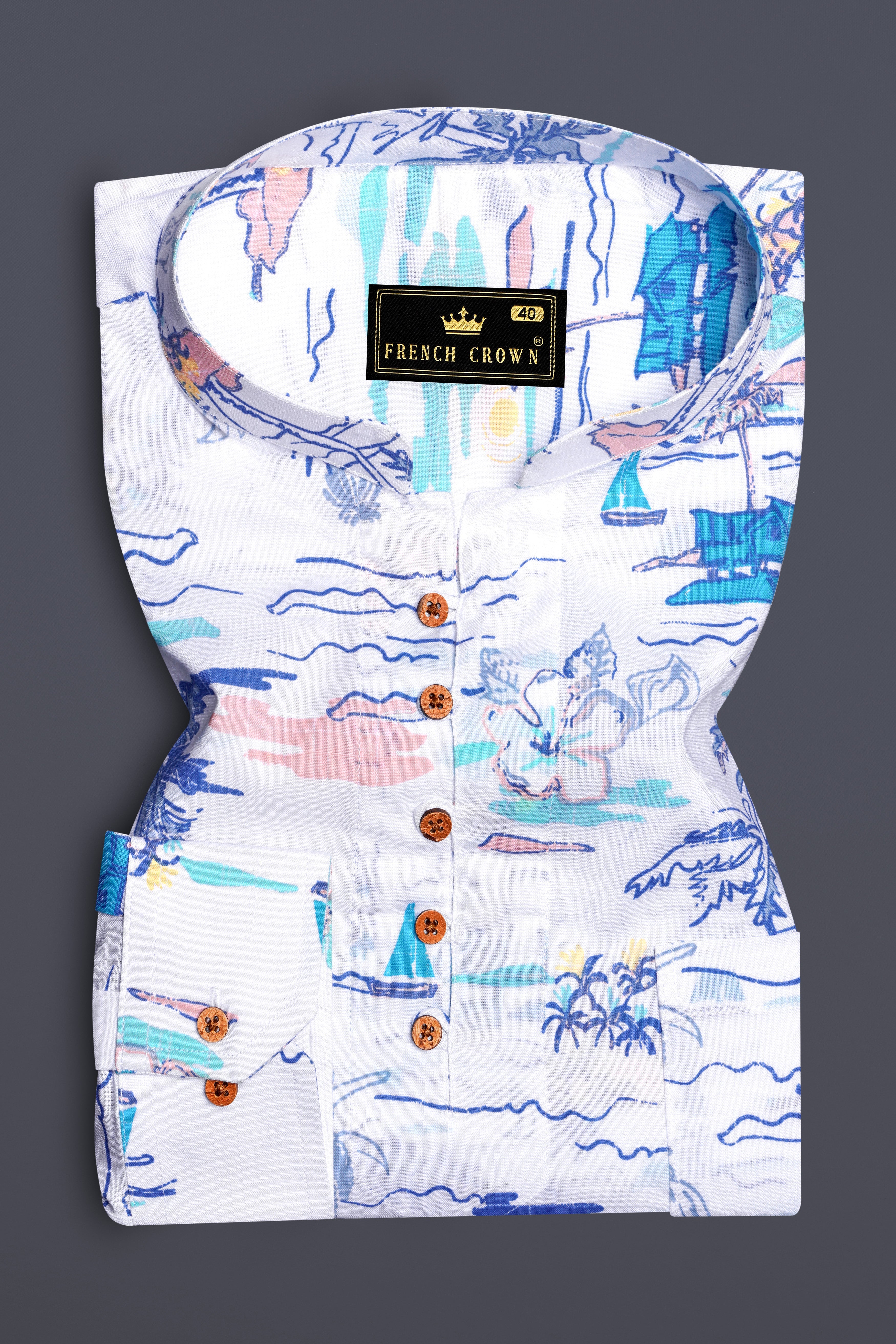 AzureGlow-Bright White And Mabel Blue Printed Chambray Premium Cotton Casual Kurta Shirt 13462-KS-38, 13462-KS-H-38, 13462-KS-39, 13462-KS-H-39, 13462-KS-40, 13462-KS-H-40, 13462-KS-42, 13462-KS-H-42, 13462-KS-44, 13462-KS-H-44, 13462-KS-46, 13462-KS-H-46, 13462-KS-48, 13462-KS-H-48, 13462-KS-50, 13462-KS-H-50, 13462-KS-52, 13462-KS-H-52