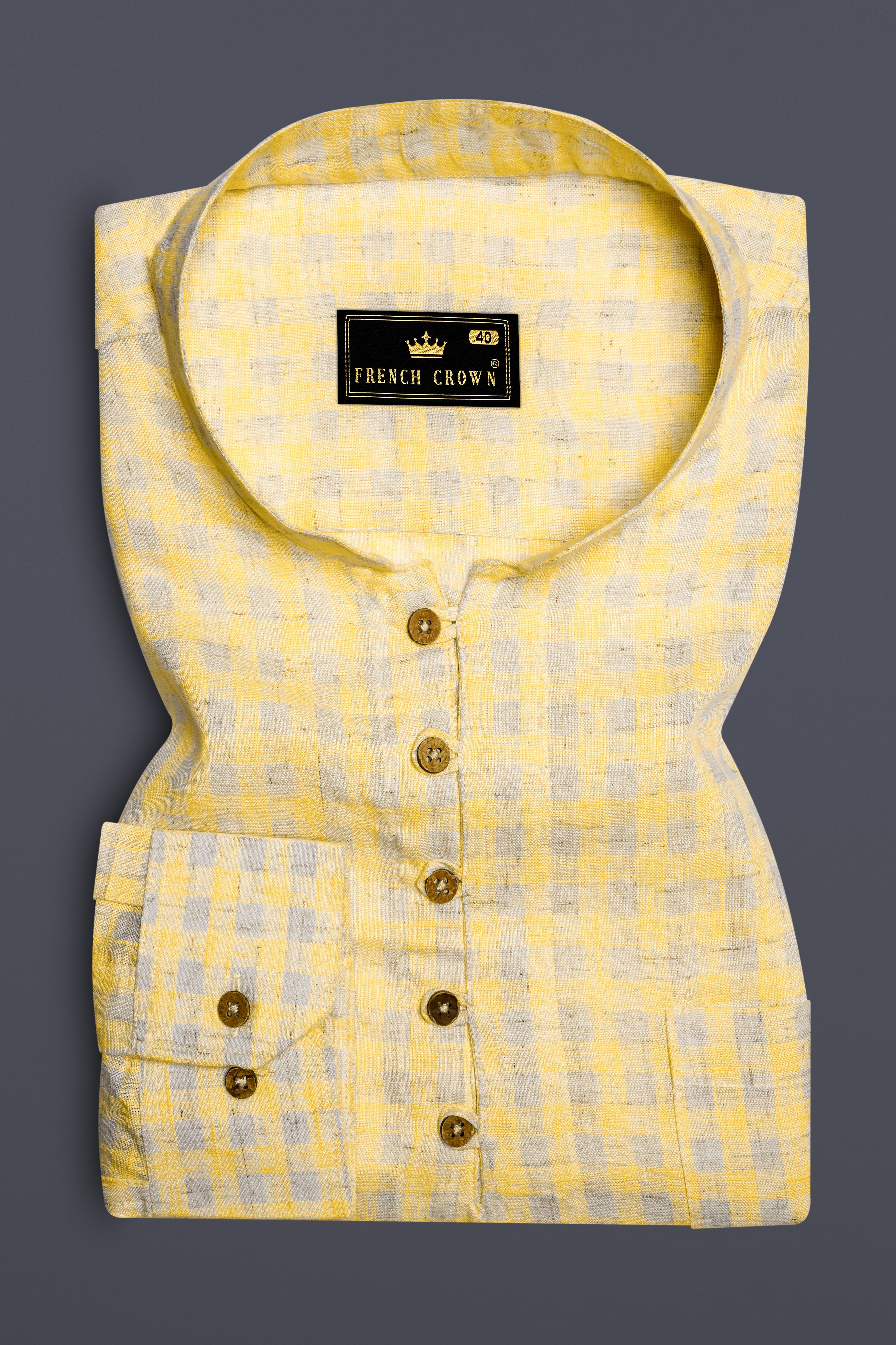 SaffronLoom -Sandwisp Yellow Gingham Plaid Premium Luxuries Linen Casual Kurta Shirt 13470-KS-38, 13470-KS-H-38, 13470-KS-39, 13470-KS-H-39, 13470-KS-40, 13470-KS-H-40, 13470-KS-42, 13470-KS-H-42, 13470-KS-44, 13470-KS-H-44, 13470-KS-46, 13470-KS-H-46, 13470-KS-48, 13470-KS-H-48, 13470-KS-50, 13470-KS-H-50, 13470-KS-52, 13470-KS-H-52