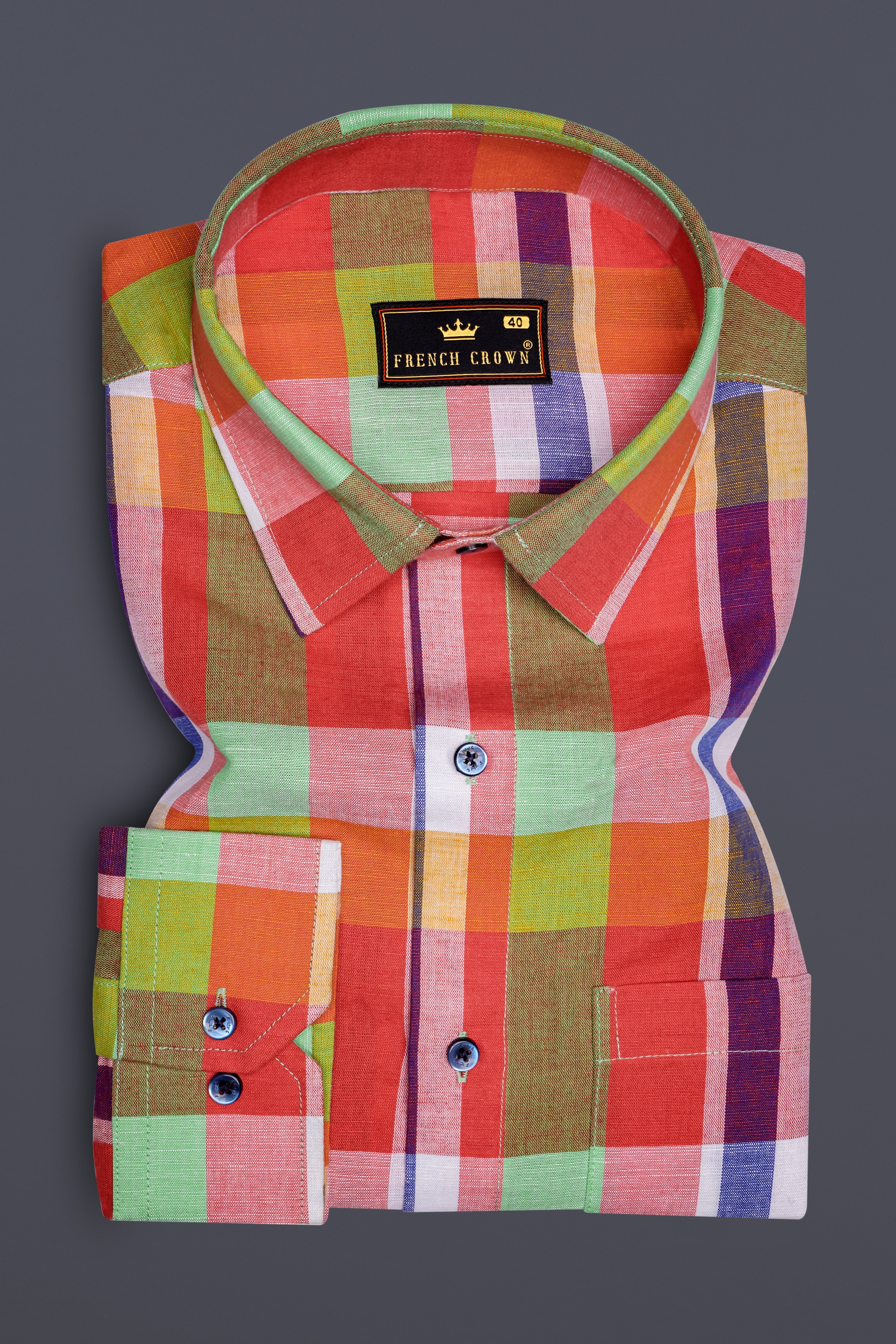 Tangerine-Valencia Orange And Norway Green Plaid Premium Luxuries Linen Multicolor Casual Shirt 13474-BLE-38, 13474-BLE-H-38, 13474-BLE-39, 13474-BLE-H-39, 13474-BLE-40, 13474-BLE-H-40, 13474-BLE-42, 13474-BLE-H-42, 13474-BLE-44, 13474-BLE-H-44, 13474-BLE-46, 13474-BLE-H-46, 13474-BLE-48, 13474-BLE-H-48, 13474-BLE-50, 13474-BLE-H-50, 13474-BLE-52, 13474-BLE-H-52