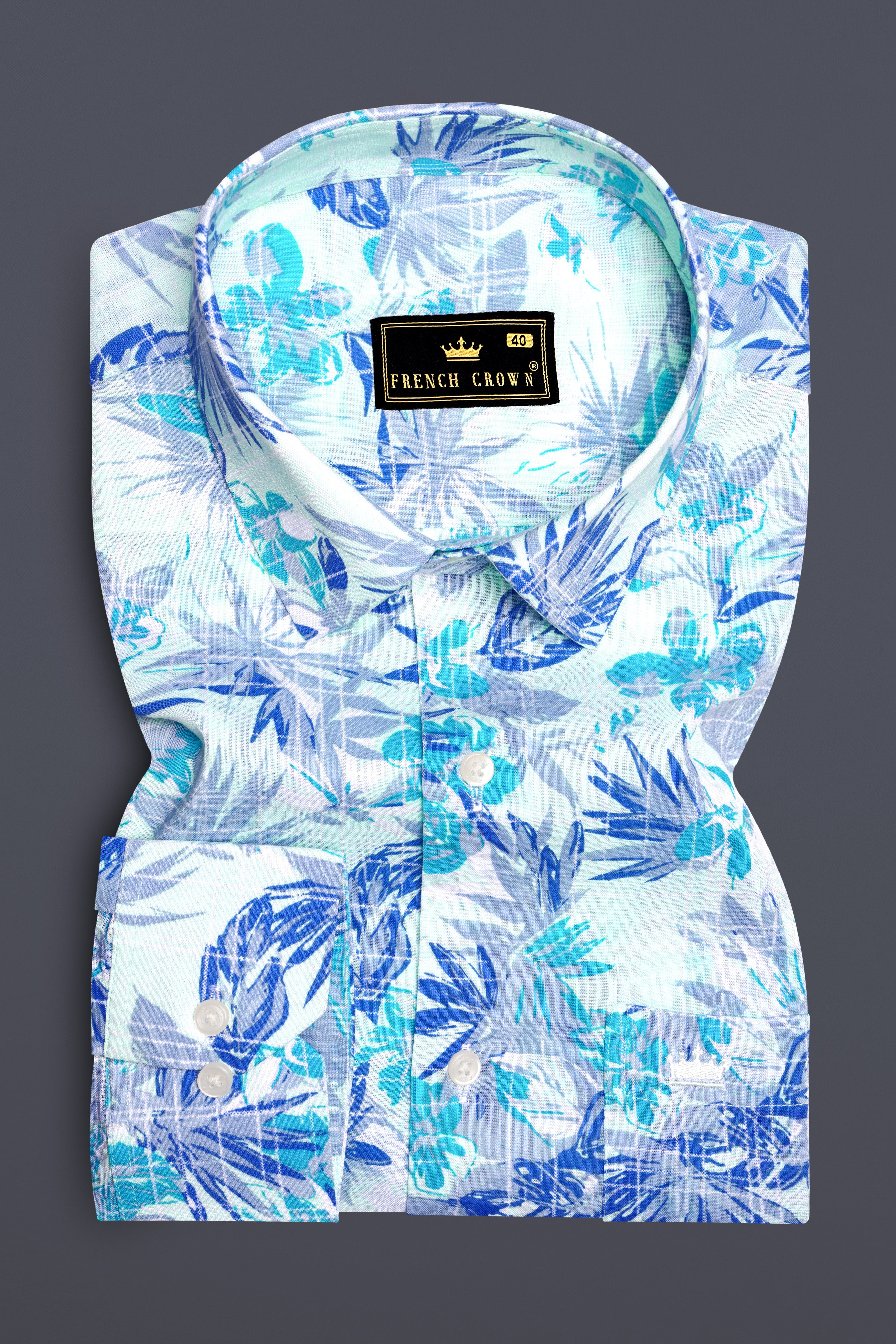 AzureCanvas-Blizzard Blue And Botticelli Printed Premium Luxuries Linen Casual Shirt 13476-38, 13476-H-38, 13476-39, 13476-H-39, 13476-40, 13476-H-40, 13476-42, 13476-H-42, 13476-44, 13476-H-44, 13476-46, 13476-H-46, 13476-48, 13476-H-48, 13476-50, 13476-H-50, 13476-52, 13476-H-52