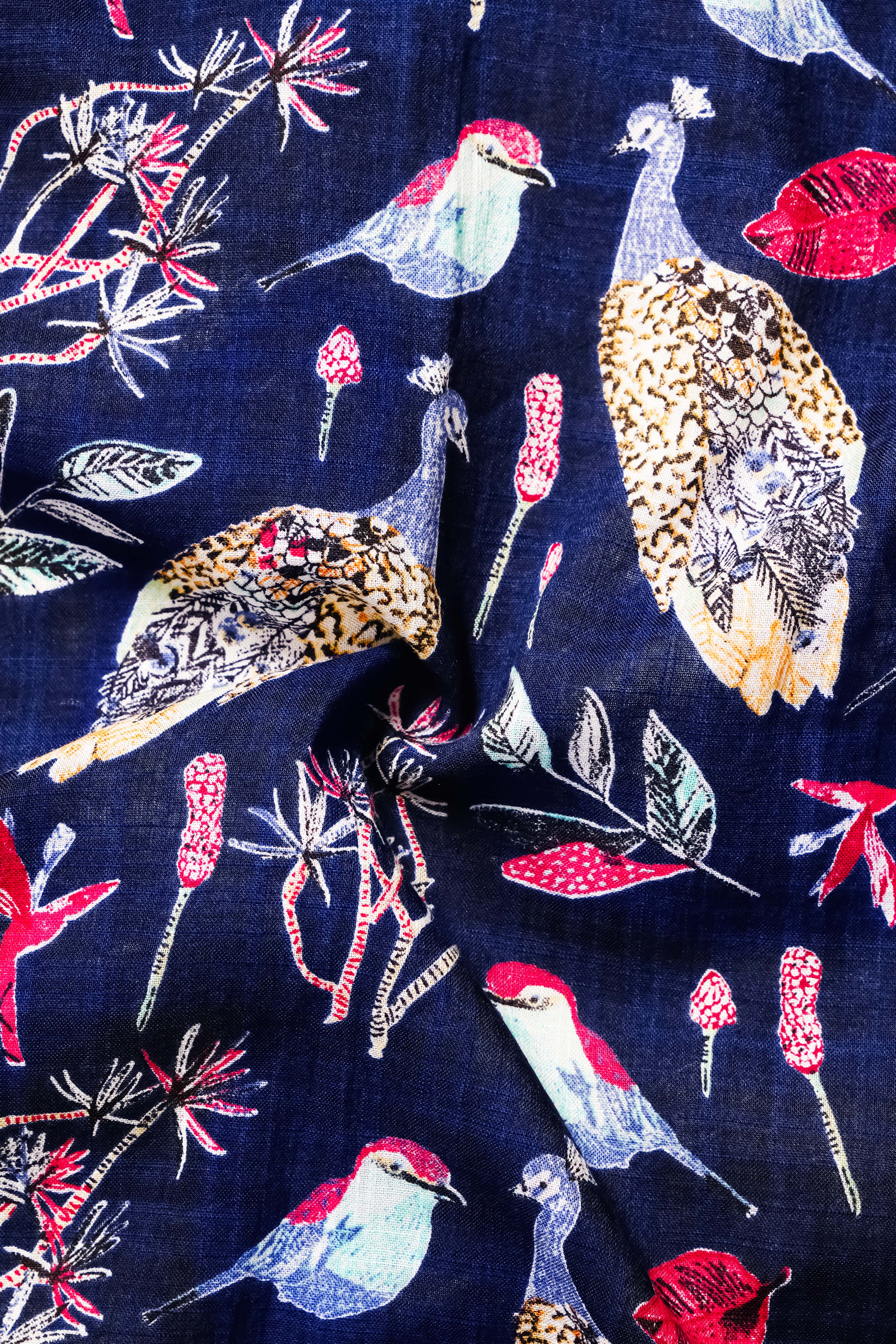 MysticPeafowl-Haiti Blue Peacock Printed Lightweight Premium Cotton Casual Shirt