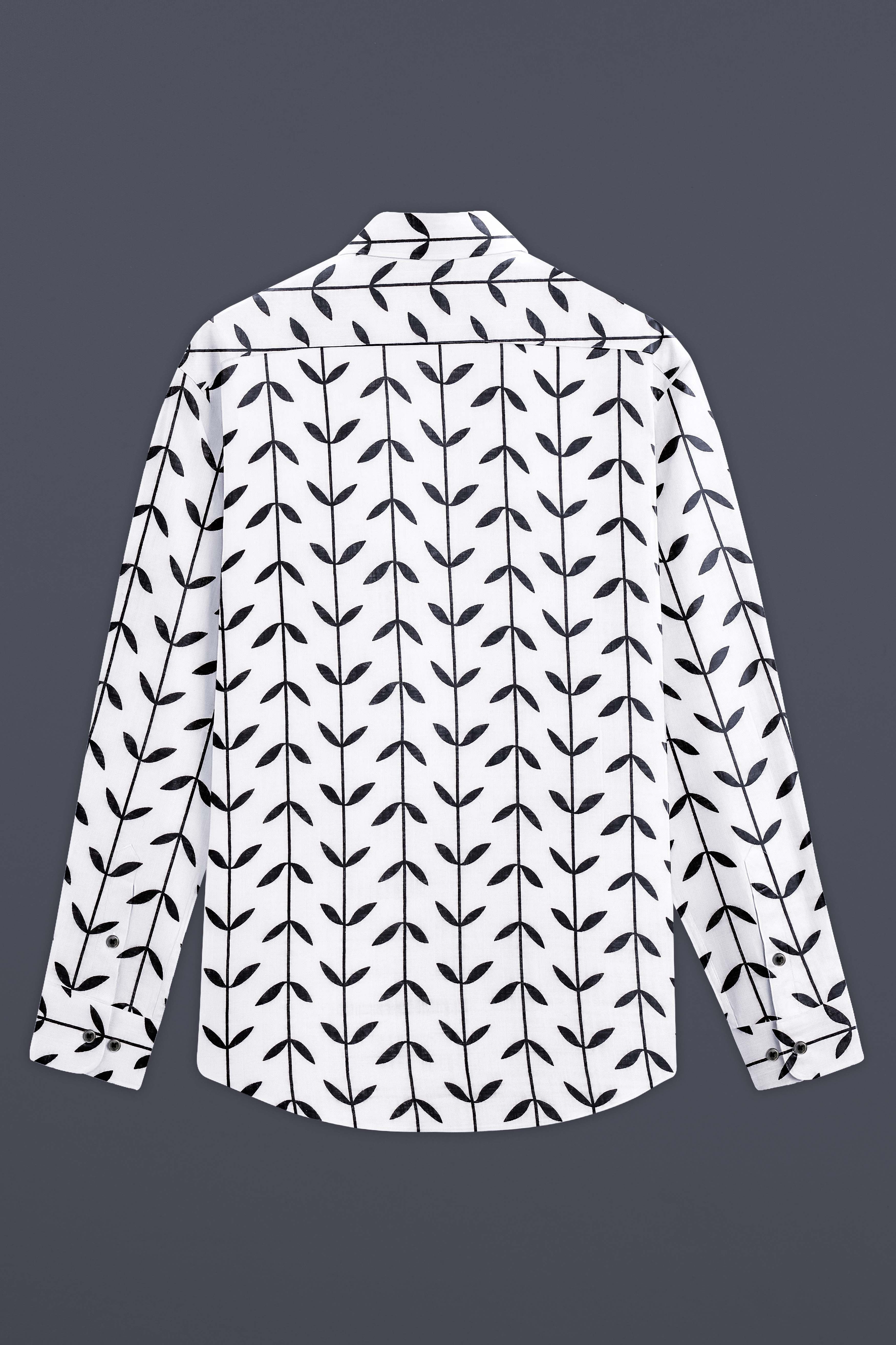 Monochrome Muse-Bright White and Black Printed Lightweight Premium Cotton Casual Shirt