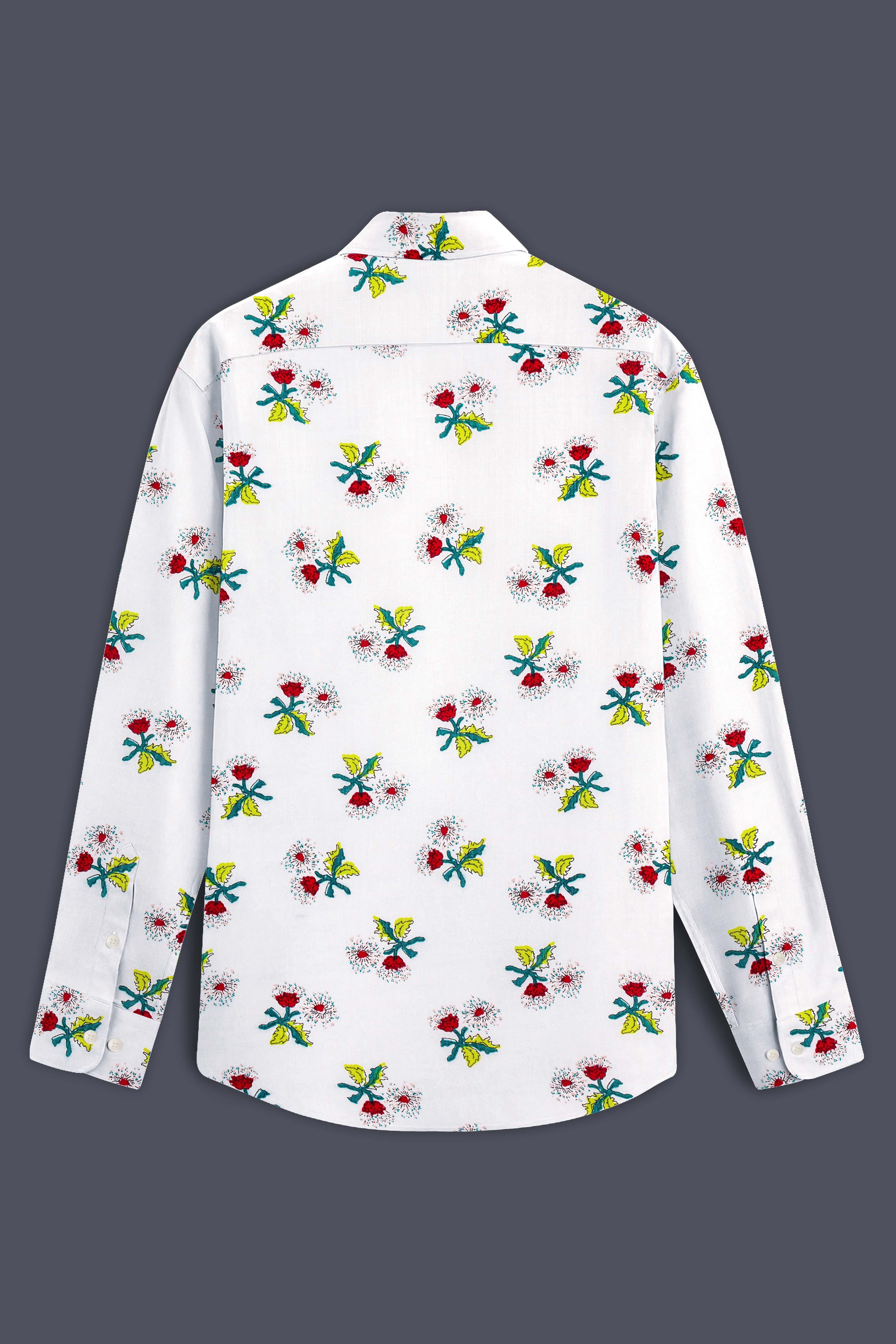 Petite Petals-Bright White Ditsy Printed Lightweight Premium Cotton Casual Shirt