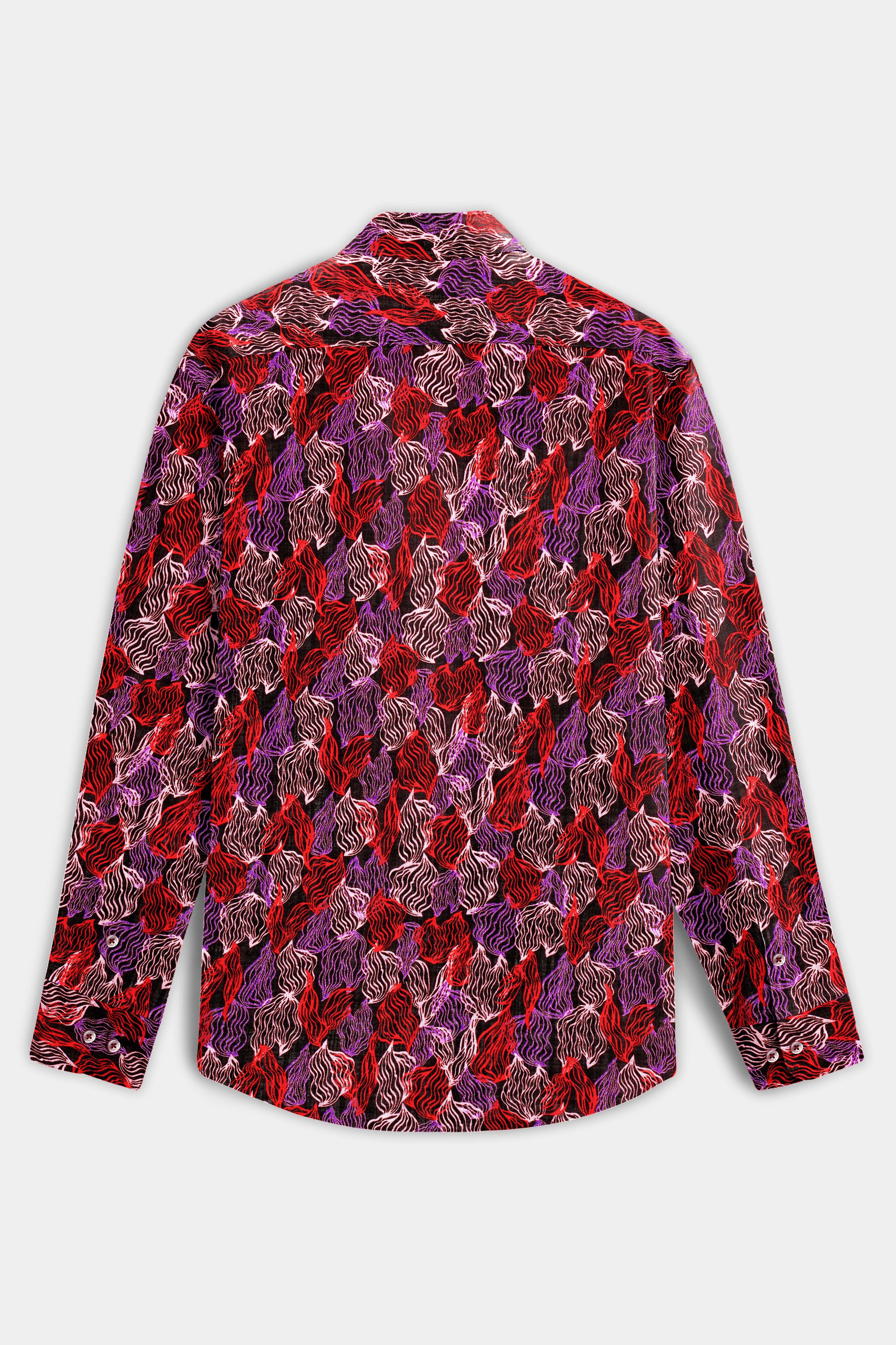 Crimson Veil-Sinopia Red and Black Printed Lightweight Premium Cotton Multicolor Casual Shirt