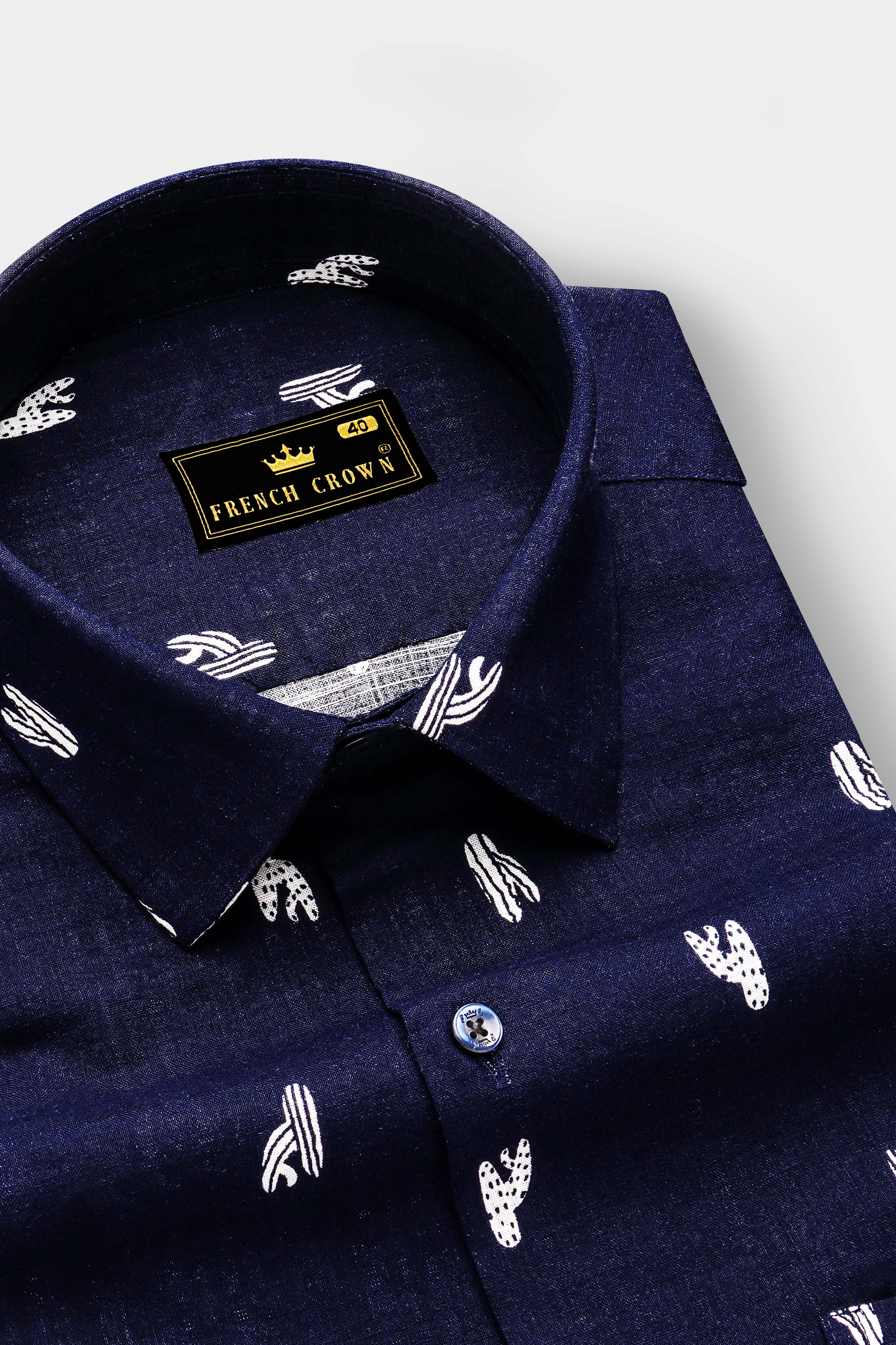 Nautical-Mirage Blue Printed Lightweight Premium Cotton Casual Shirt