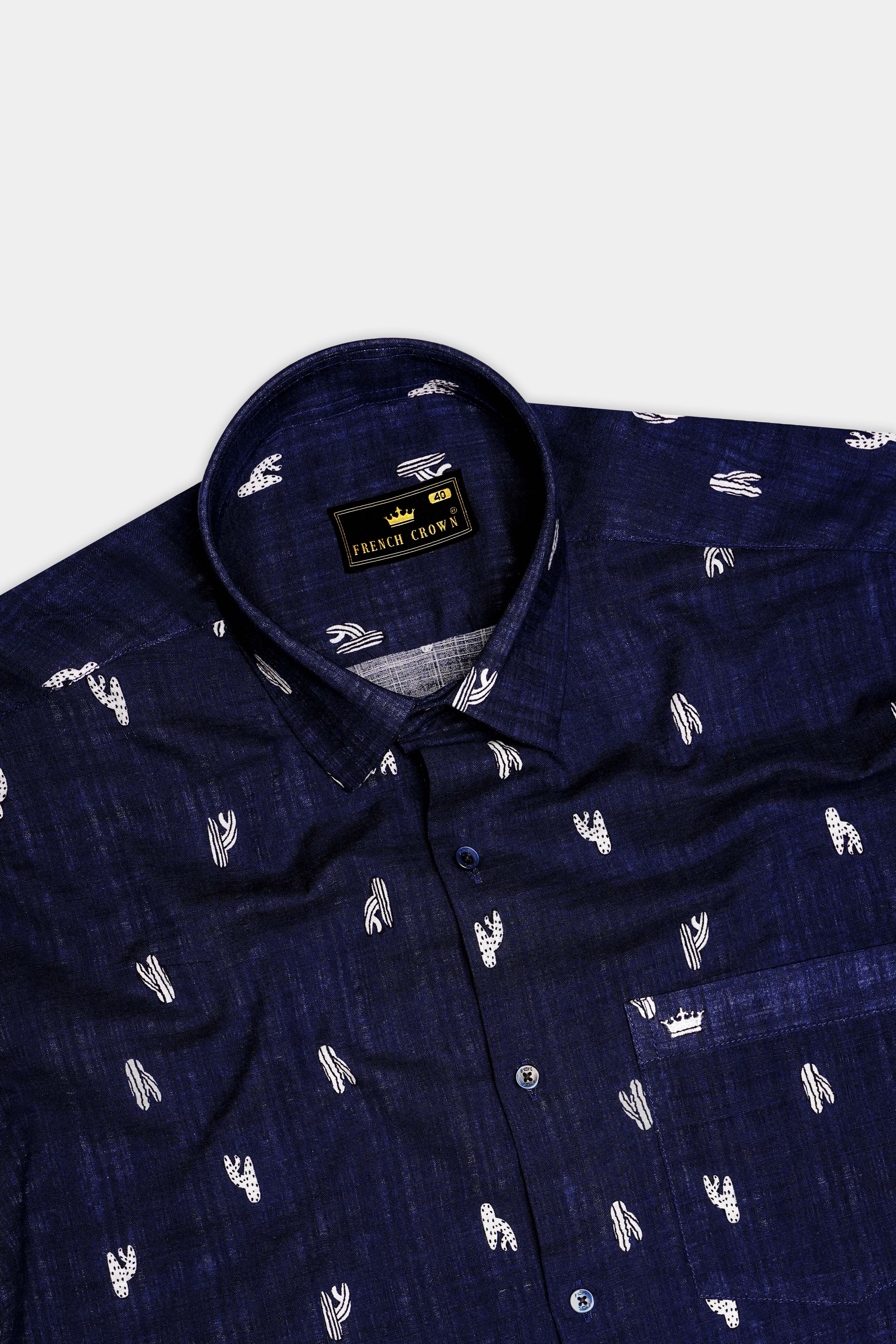 Nautical-Mirage Blue Printed Lightweight Premium Cotton Casual Shirt