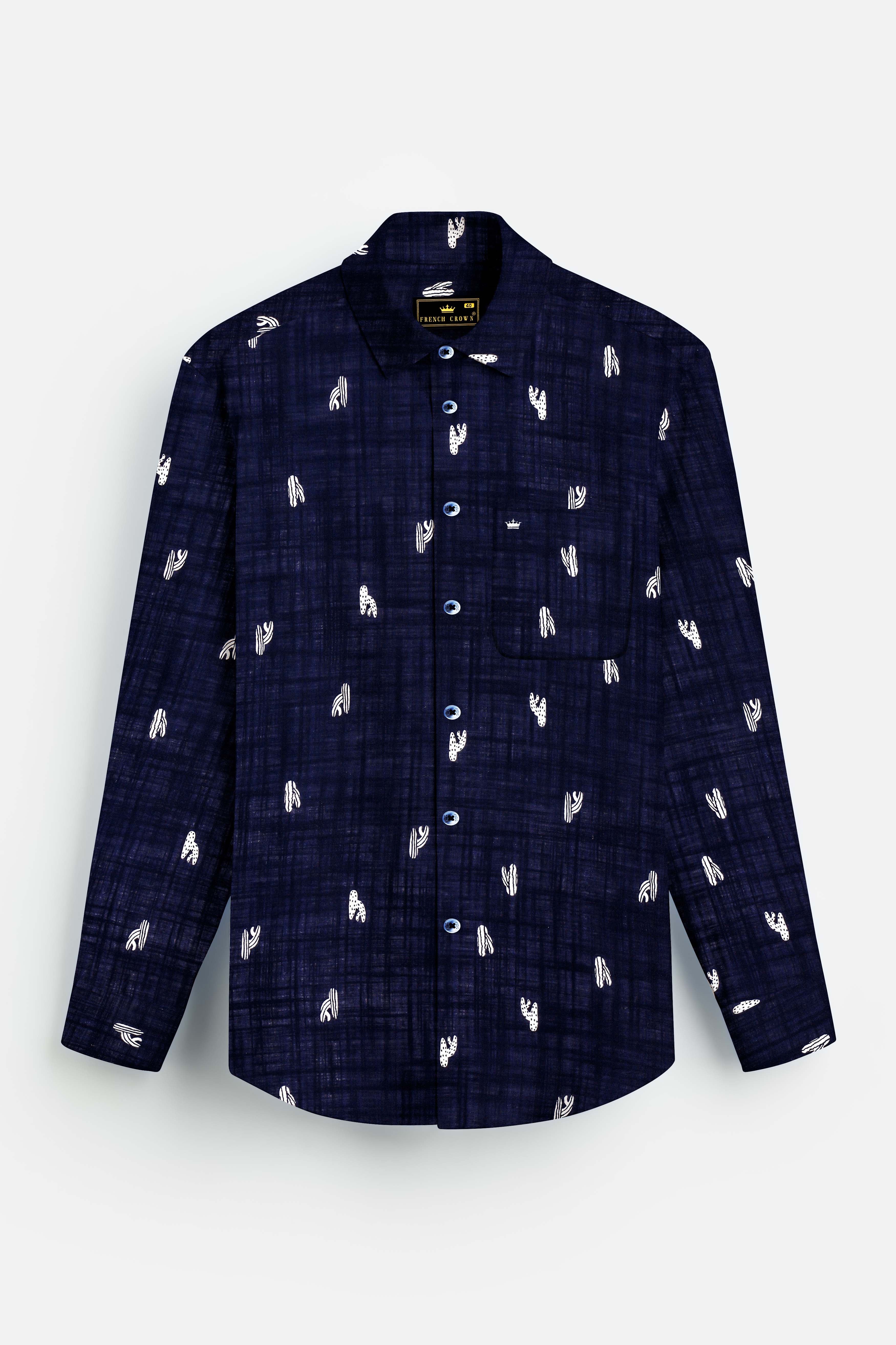 Nautical-Mirage Blue Printed Lightweight Premium Cotton Casual Shirt