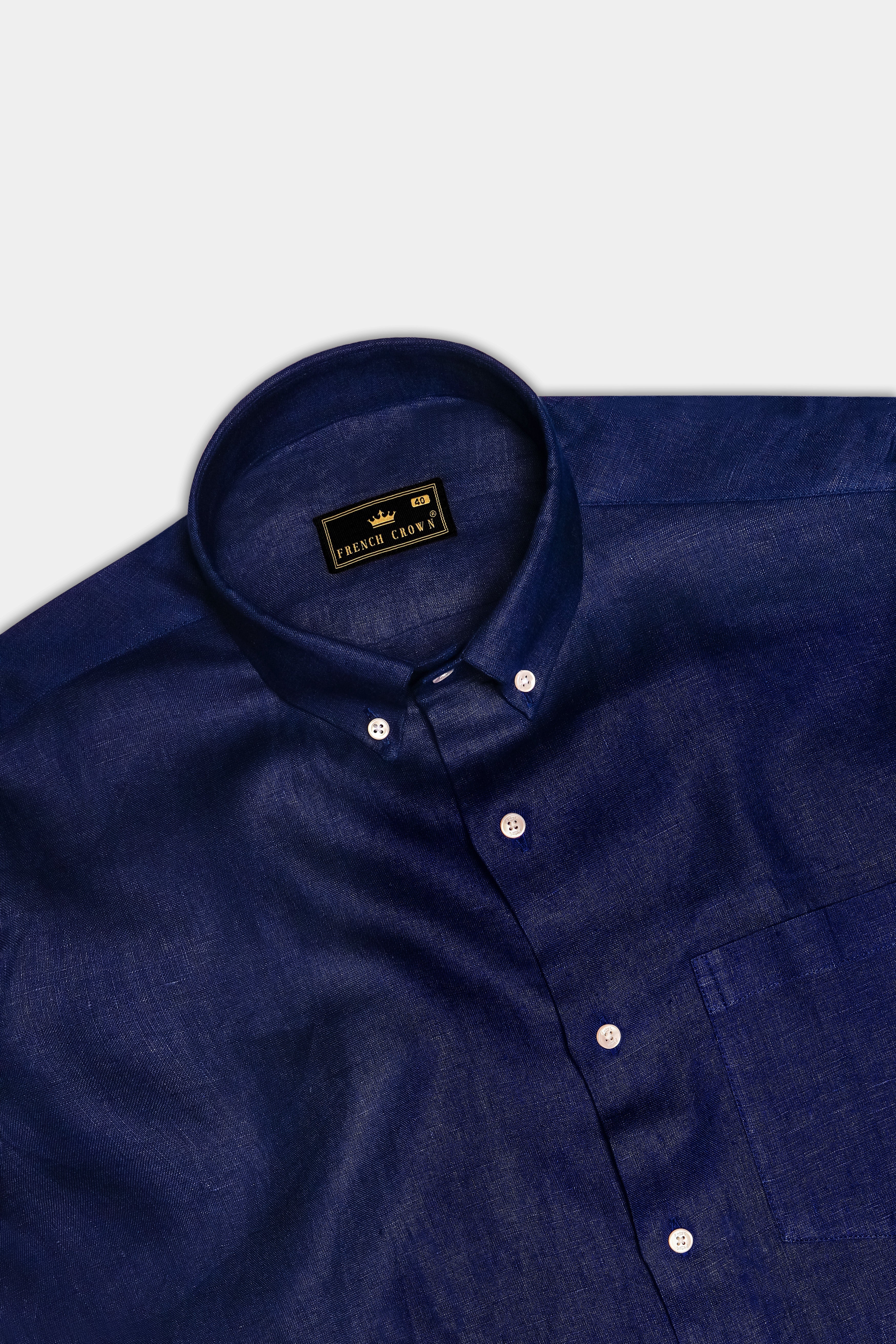 Coastal Charm-Azure Blue Solid Luxurious Linen Dress Shirt