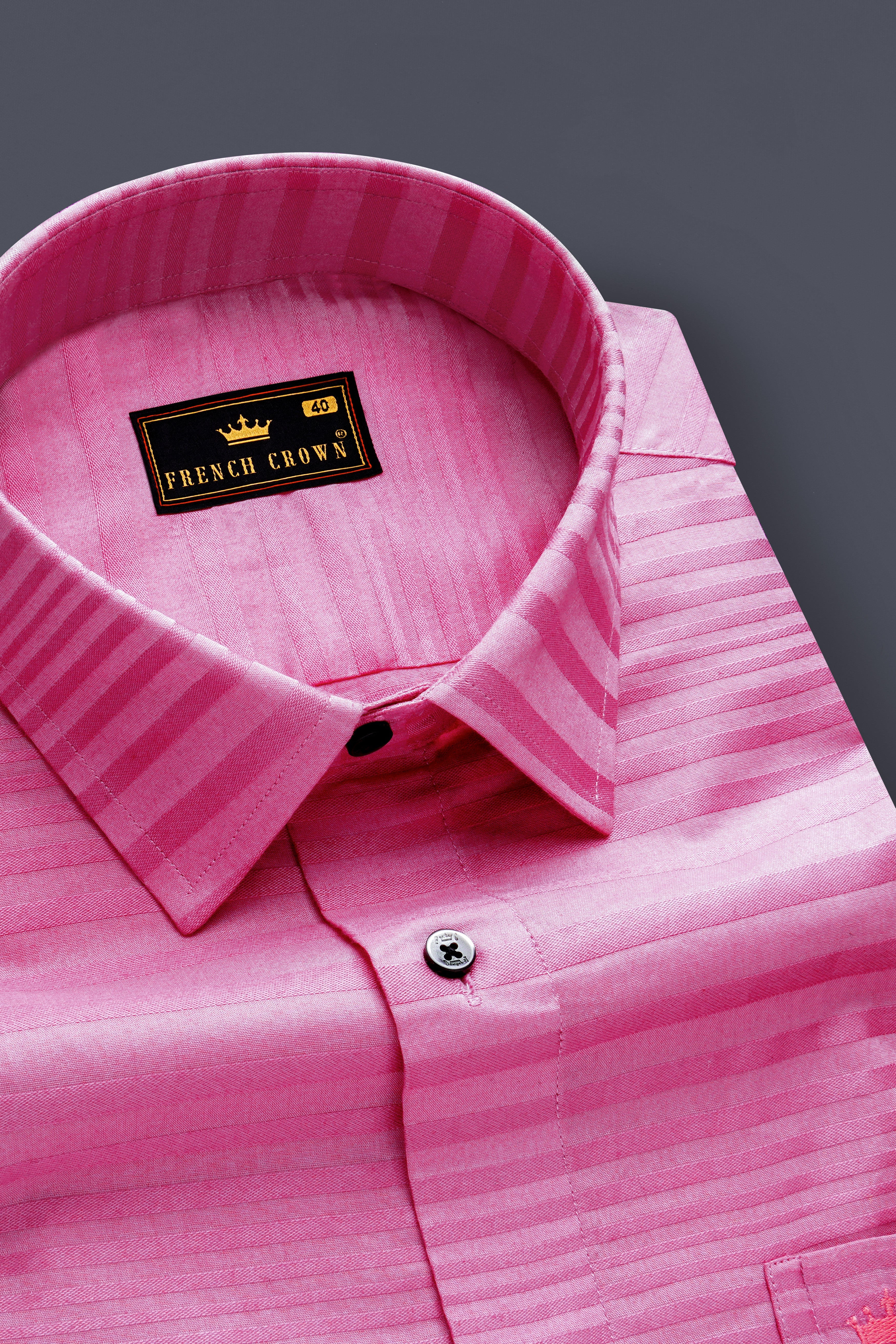 Lilac Bloom-Viola Pink Stripes Jacquard Textured Premium Cotton Dress Shirt