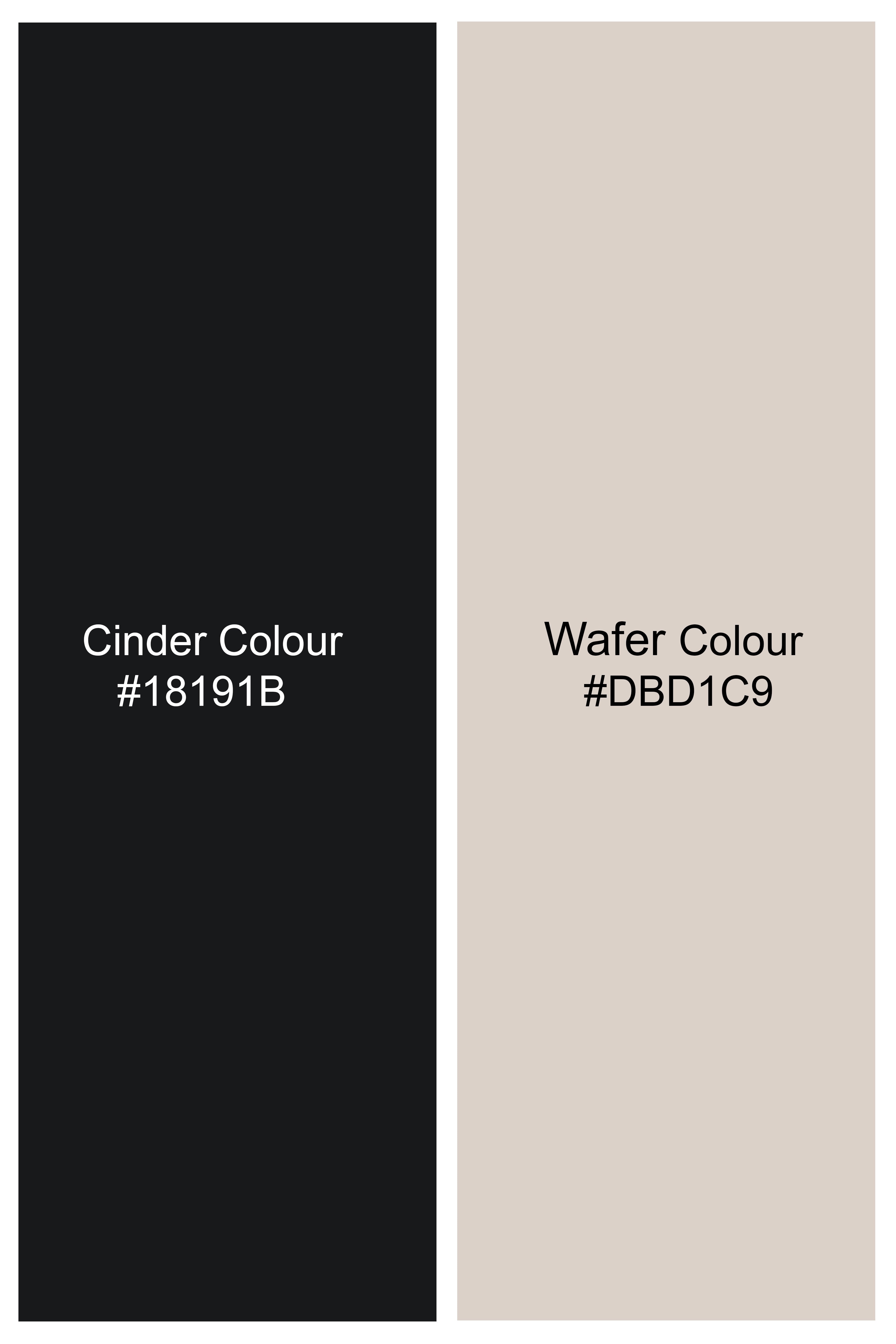 Glacier-Cinder Black And Wafer Cream Plaid Twill Premium Cotton Semi Formal Shirt