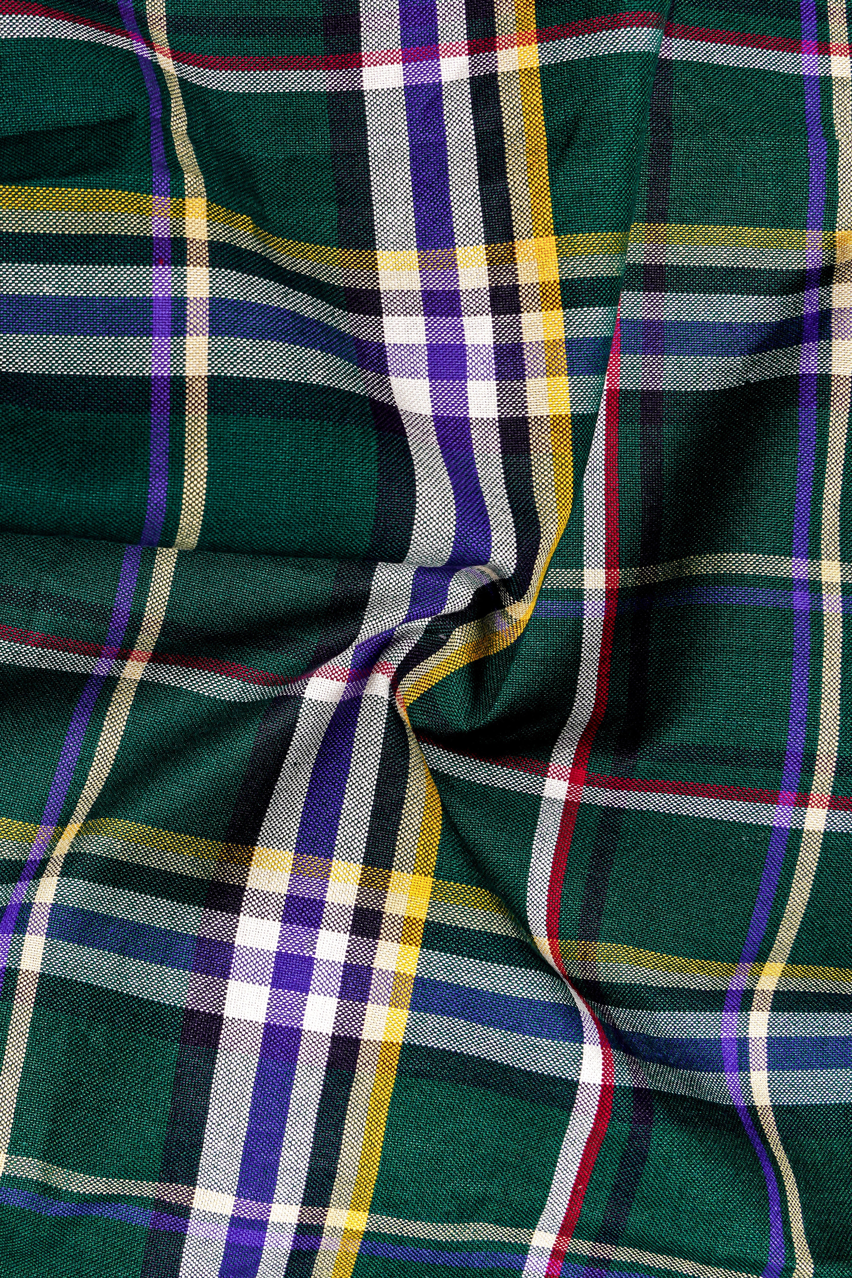 Heritage-Phthalo Green Plaid Oxford Premium Cotton Semi Formal Shirt