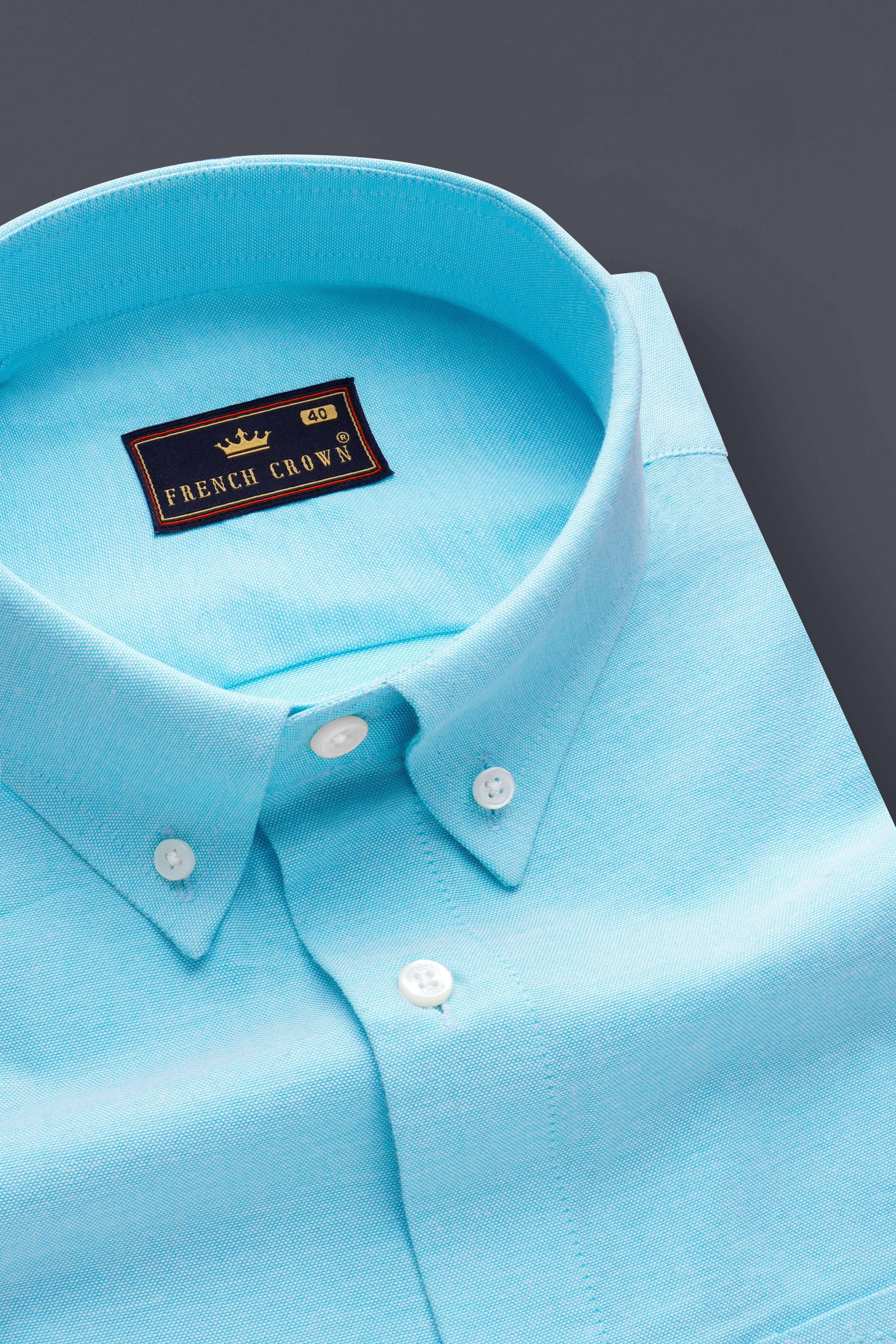 Azure Bay-Tiffany Blue Solid Oxford Premium Cotton Dress Shirt