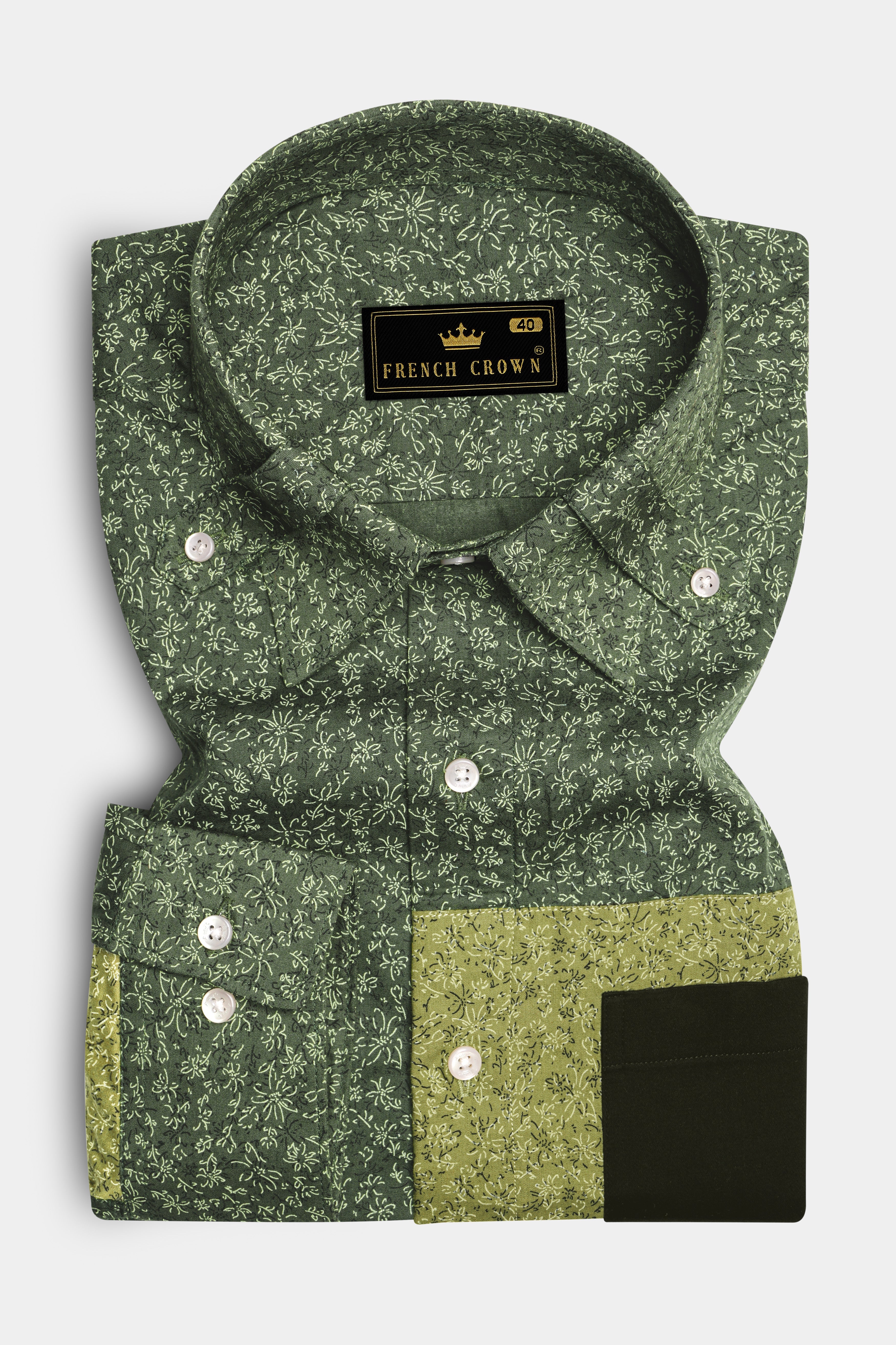 Fern Mist-Mineral Green Printed Super Soft Premium Cotton Casual Designer Shirt