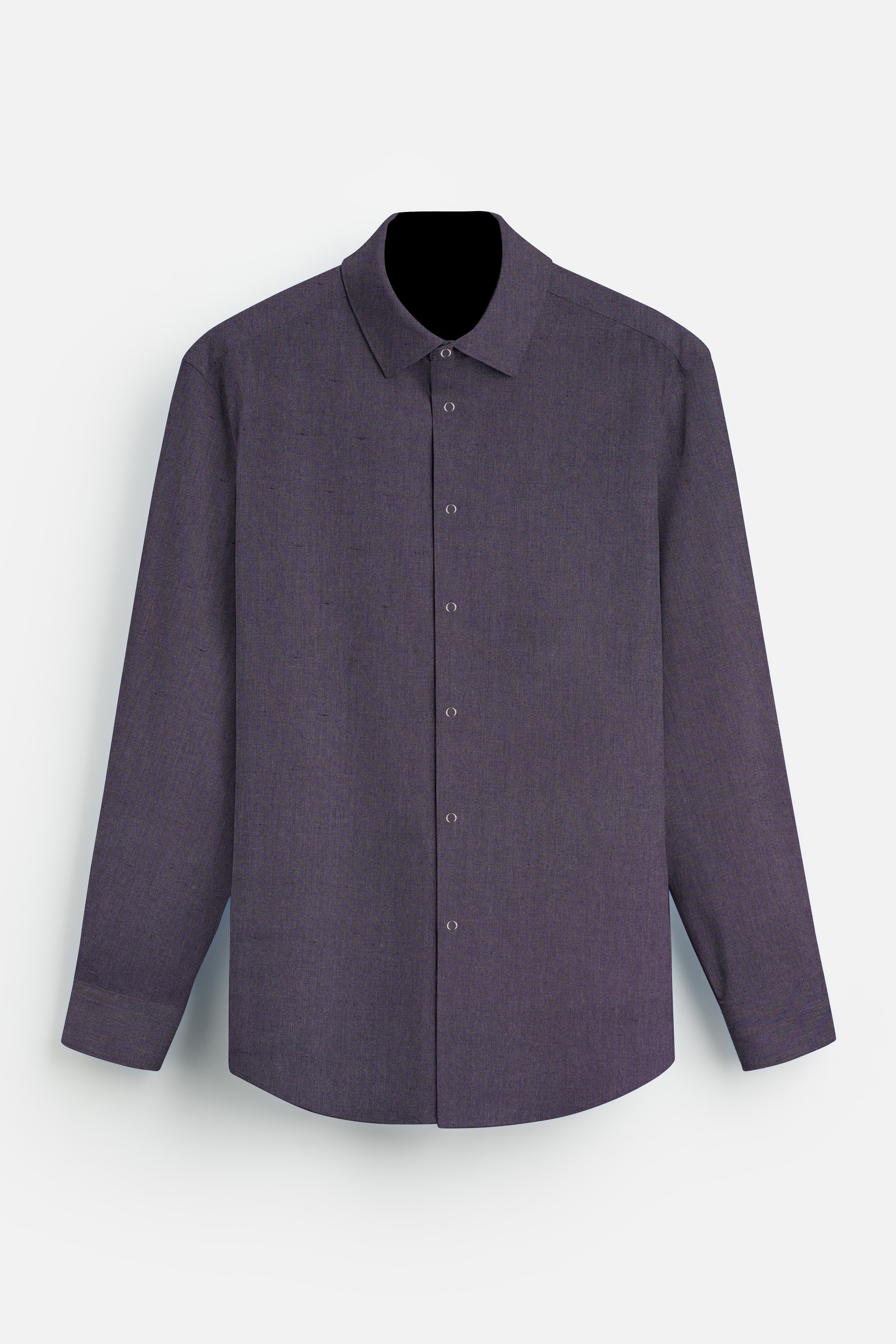 Noir Drift-Zeus Black And Fuscous Gray Solid Premium Giza Cotton Reversible Shirt