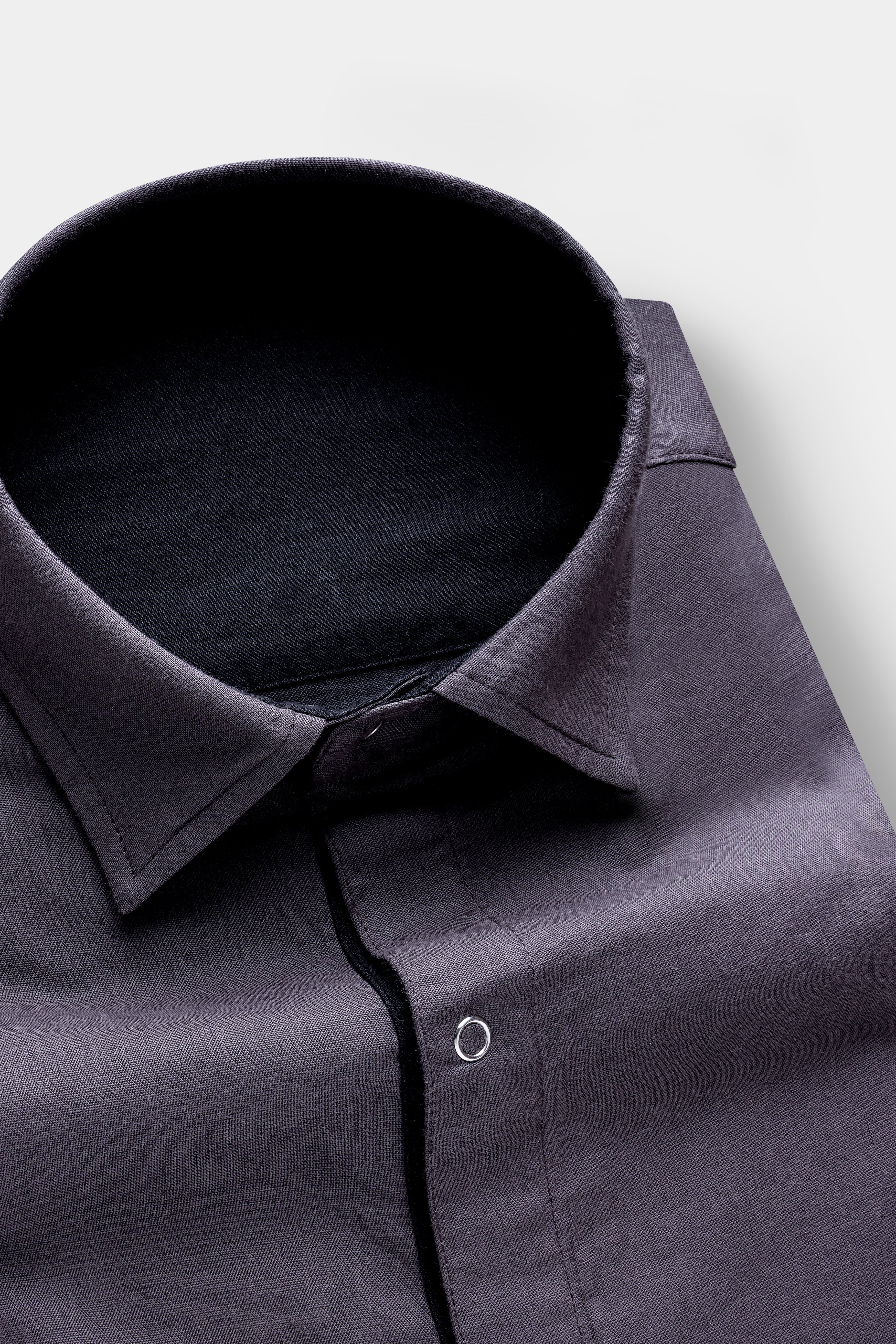 Noir Drift-Zeus Black And Fuscous Gray Solid Premium Giza Cotton Reversible Shirt