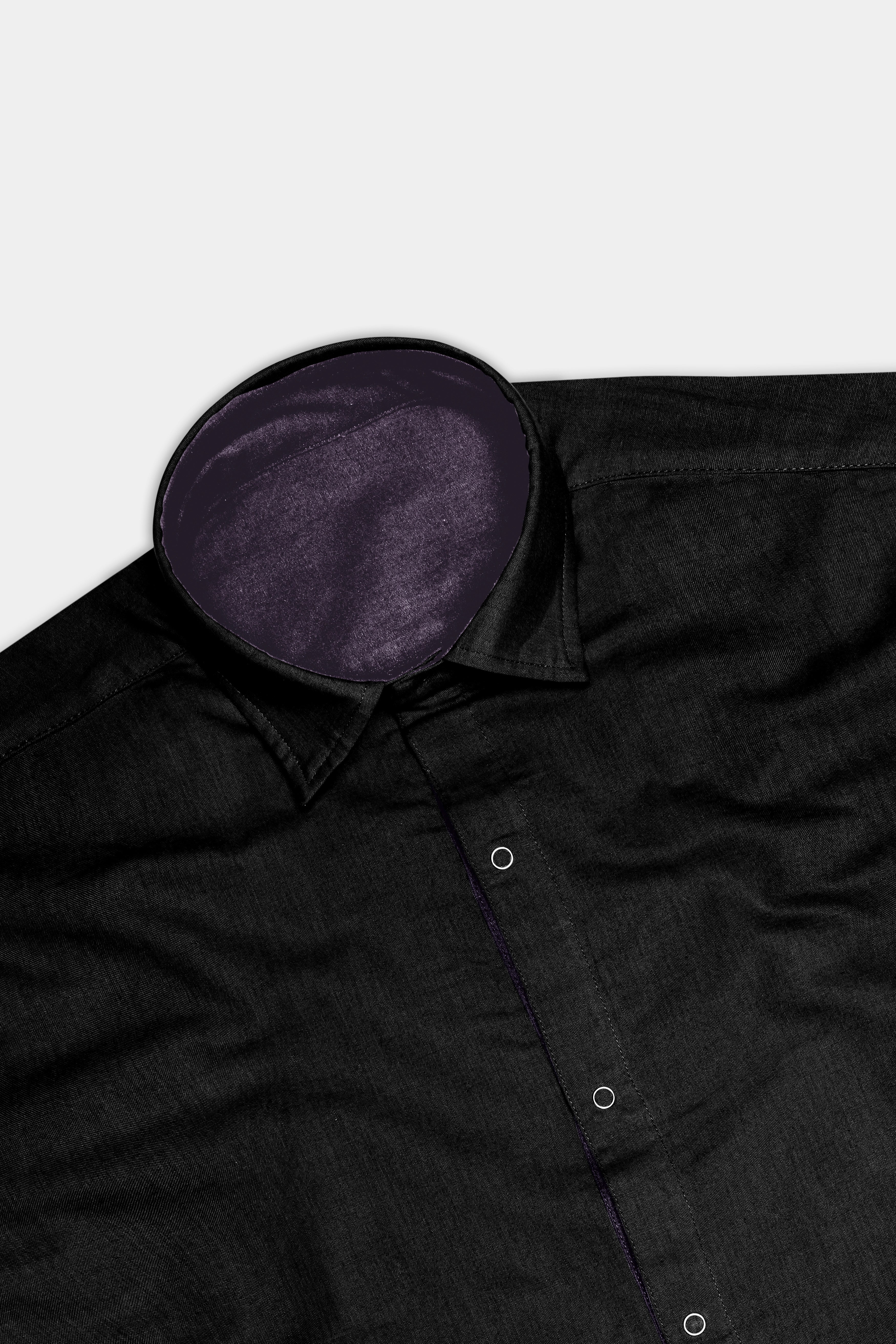 Noir Drift-Zeus Black And Fuscous Gray Solid Premium Giza Cotton Reversible Shirt