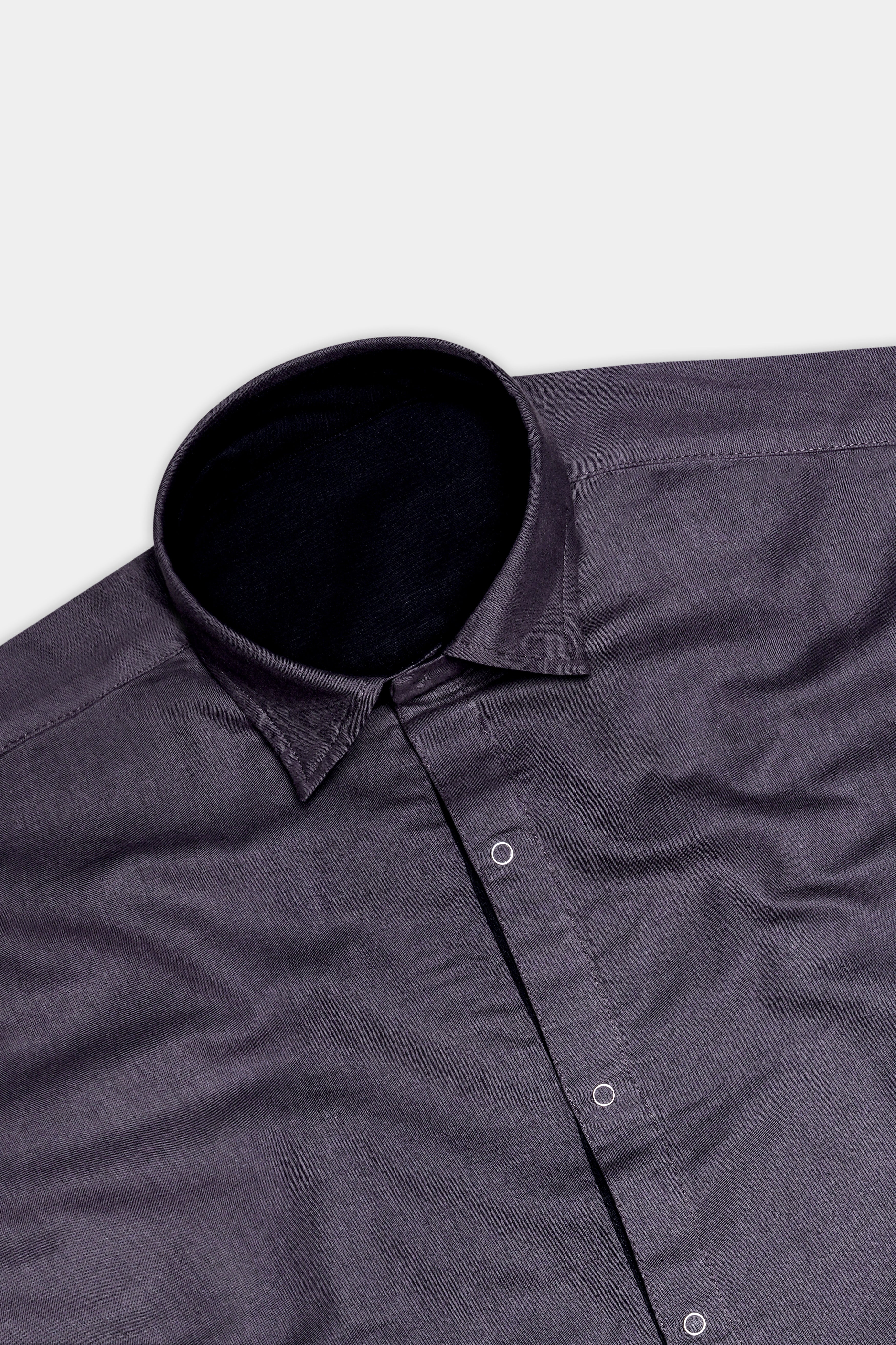 Noir Drift-Zeus Black And Fuscous Gray Solid Premium Giza Cotton Reversible Shirt