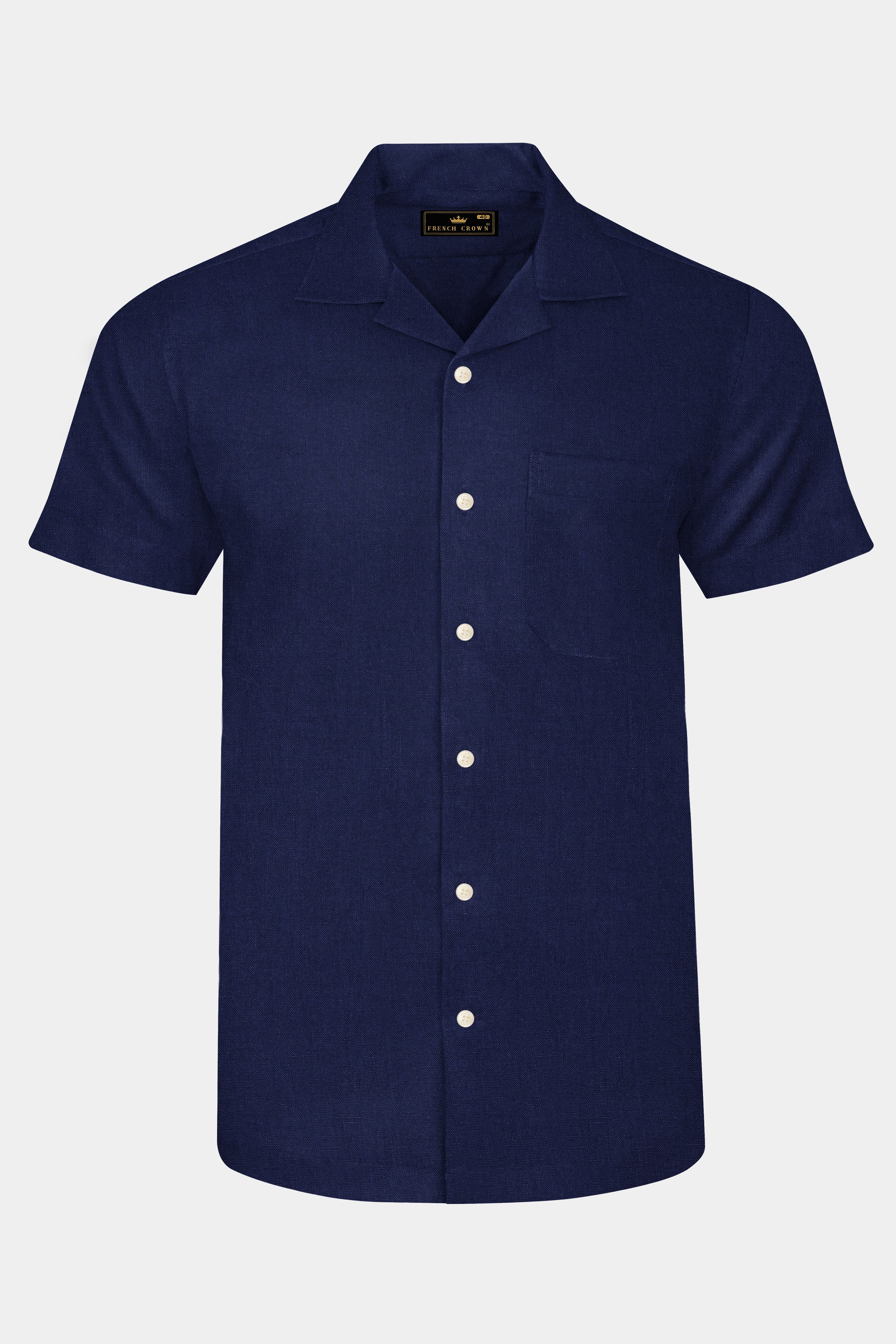 Coastal Charm-Azure Blue Solid Luxurious Linen Casual Shirt