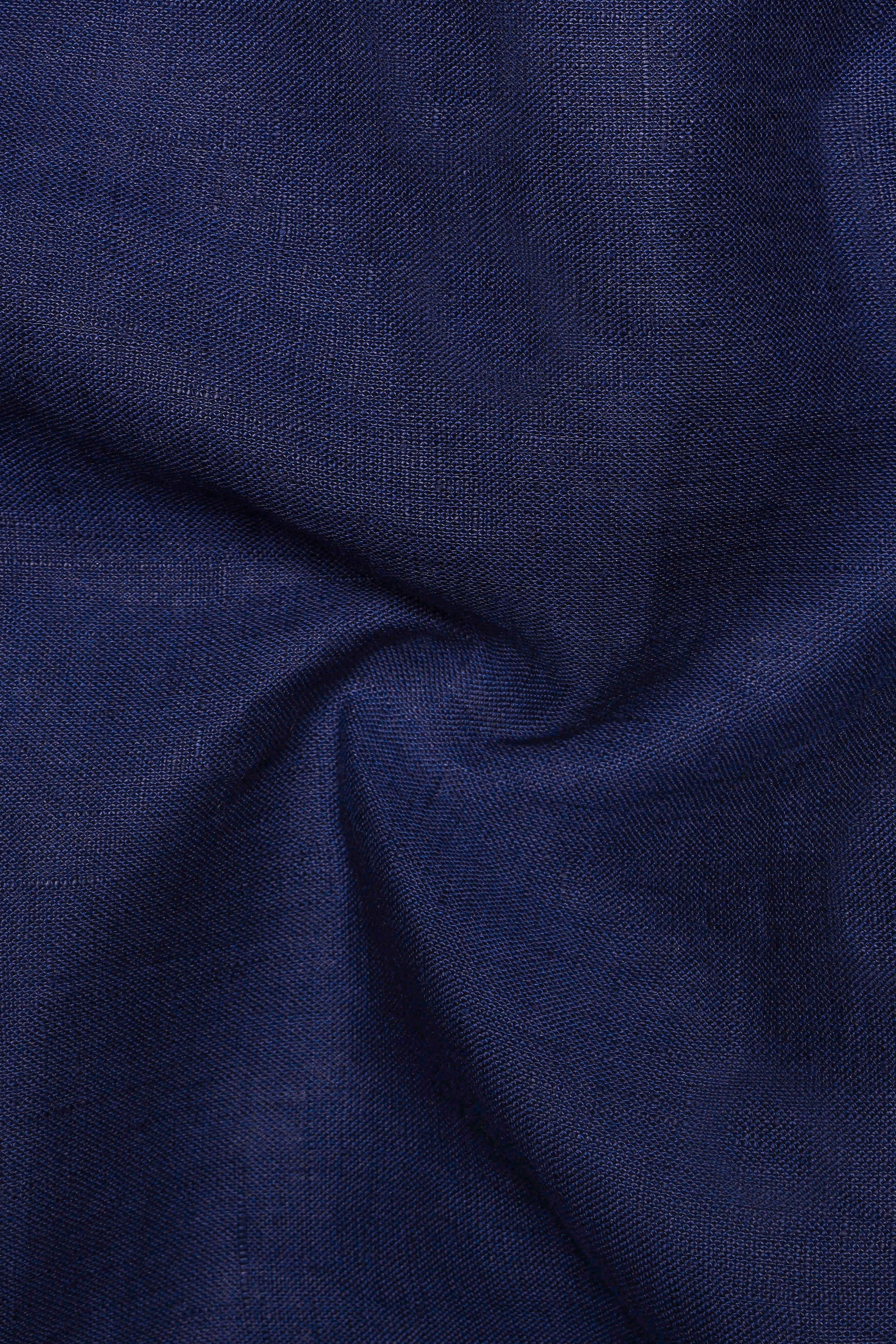 Coastal Charm-Azure Blue Solid Luxurious Linen Casual Shirt