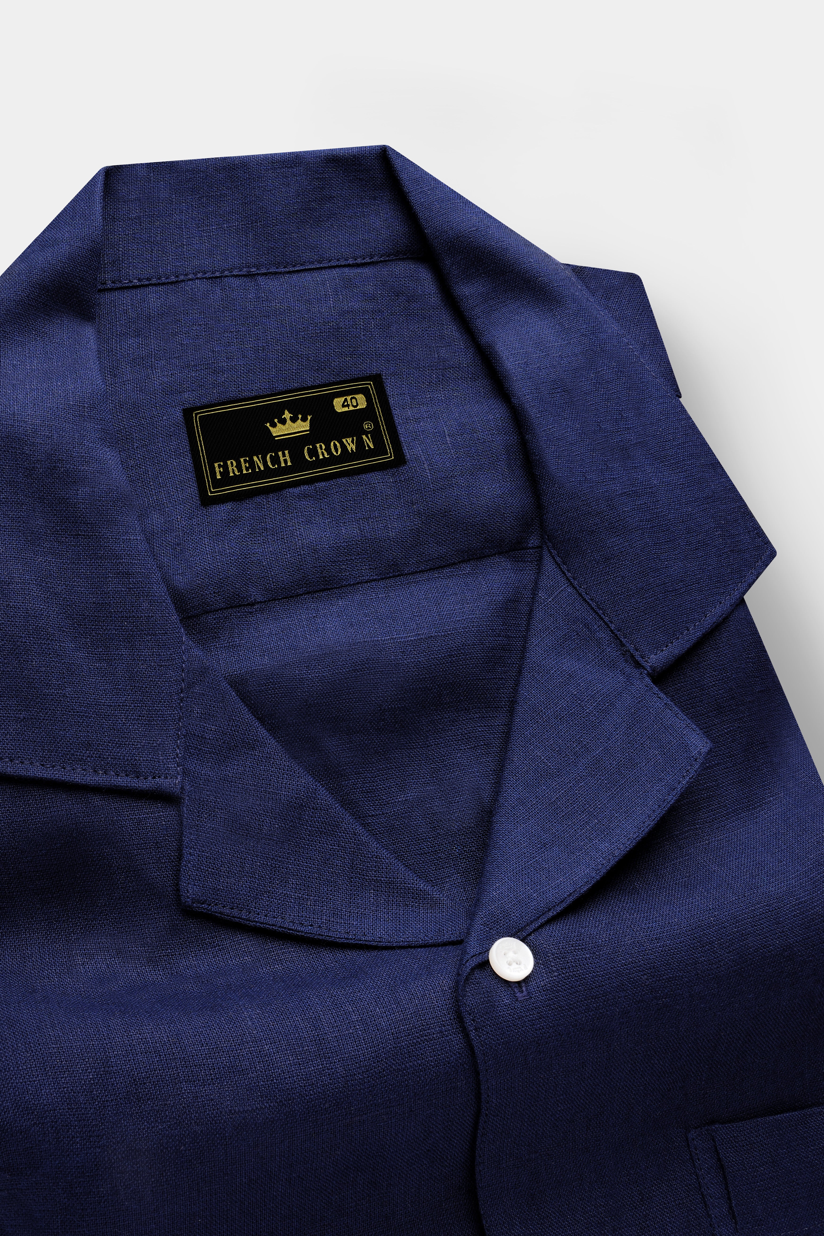 Coastal Charm-Azure Blue Solid Luxurious Linen Casual Shirt