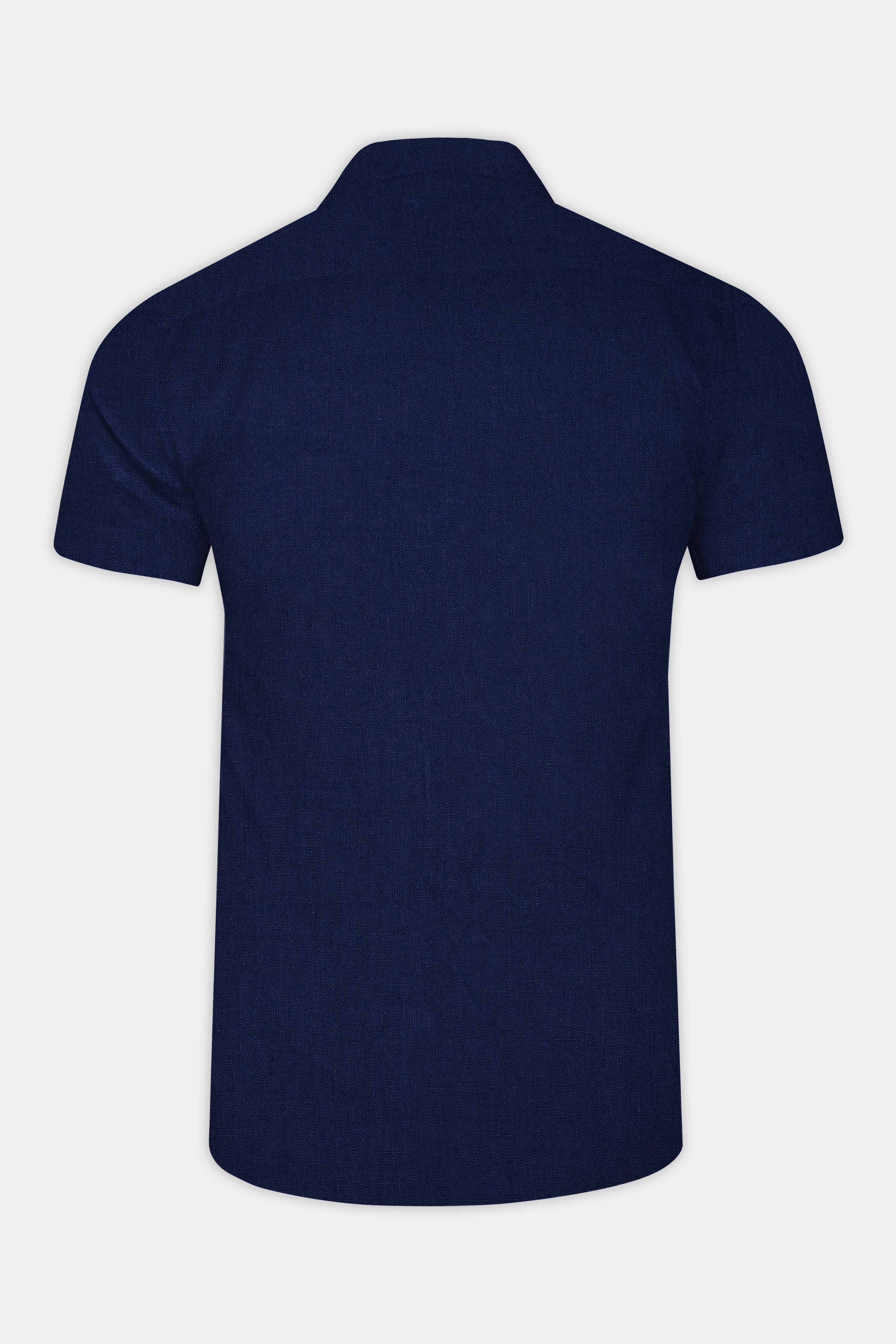 Coastal Charm-Azure Blue Solid Luxurious Linen Casual Shirt